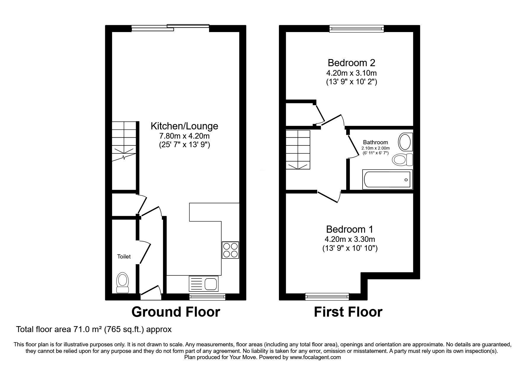 Floorplan of 2 bedroom Mid Terrace House for sale, Winding Way, Darlington, Durham, DL2