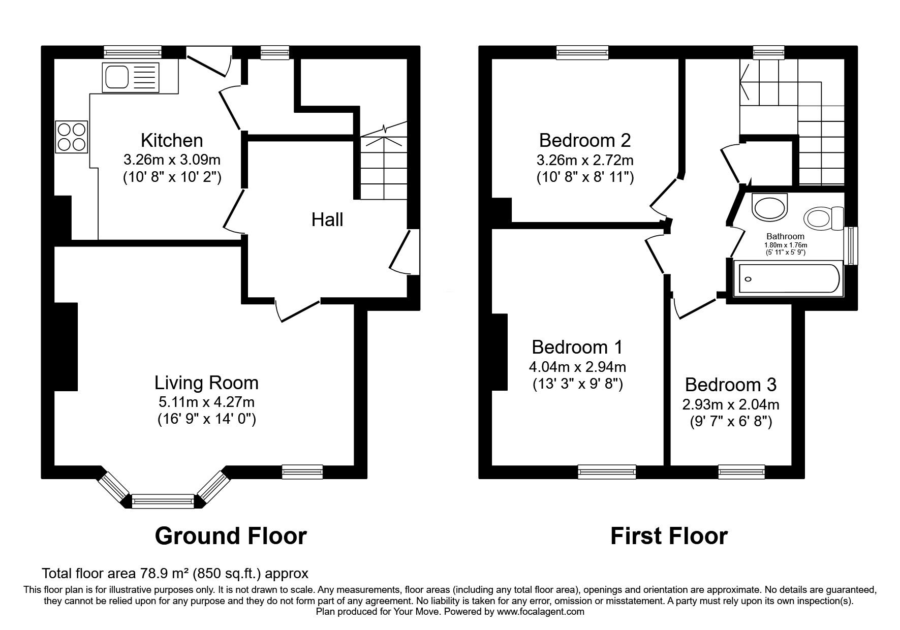 Floorplan of 3 bedroom Semi Detached House for sale, Crossfield Road, Darlington, Durham, DL3