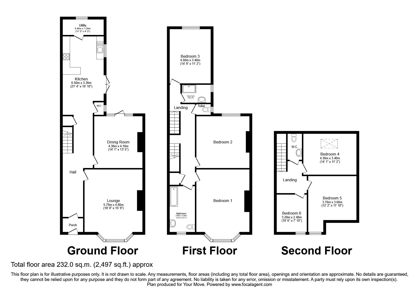 Floorplan of 6 bedroom Mid Terrace House for sale, Stanhope Road North, Darlington, DL3