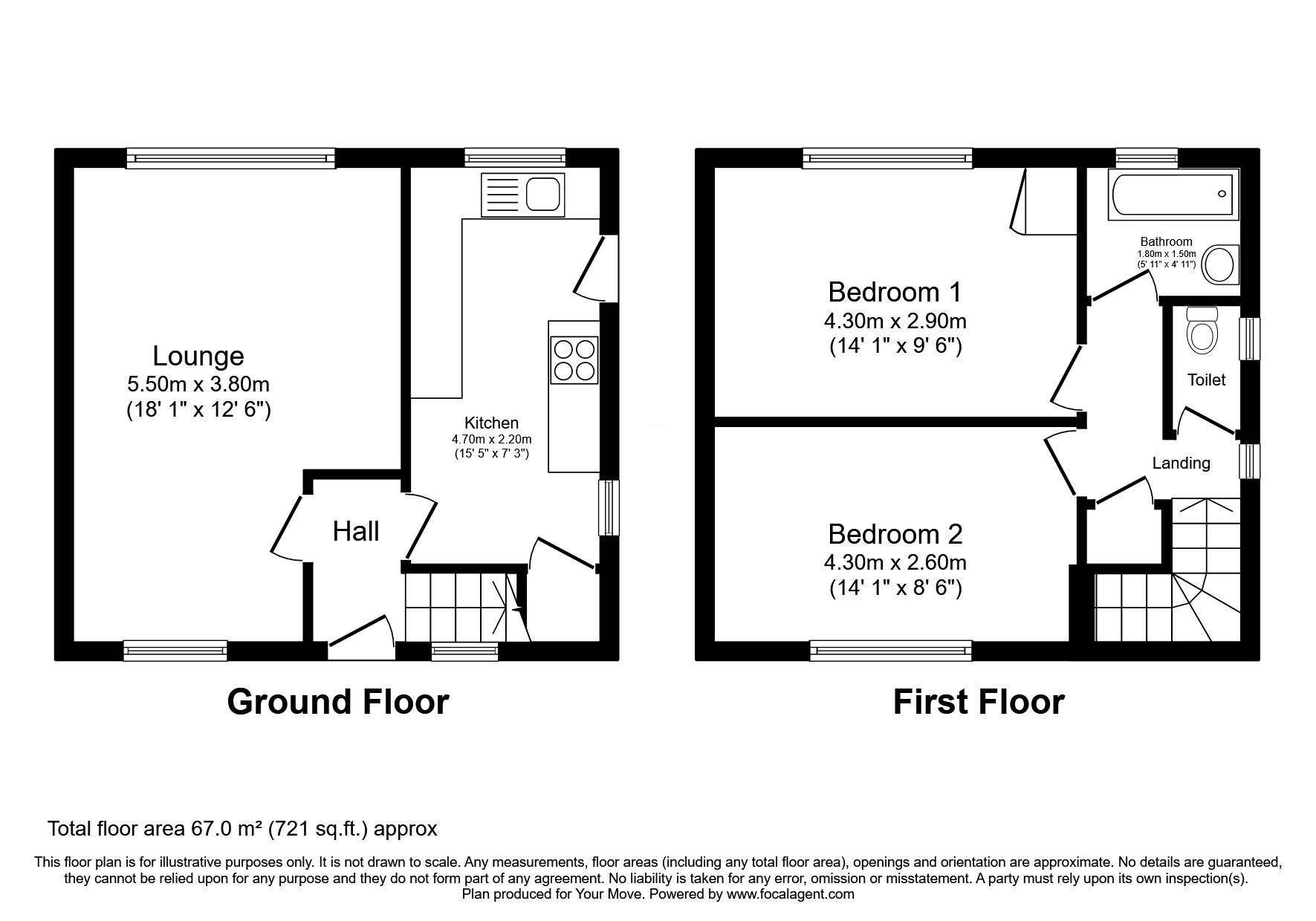 Floorplan of 2 bedroom Semi Detached House for sale, Butler Road, Newton Aycliffe, Durham, DL5