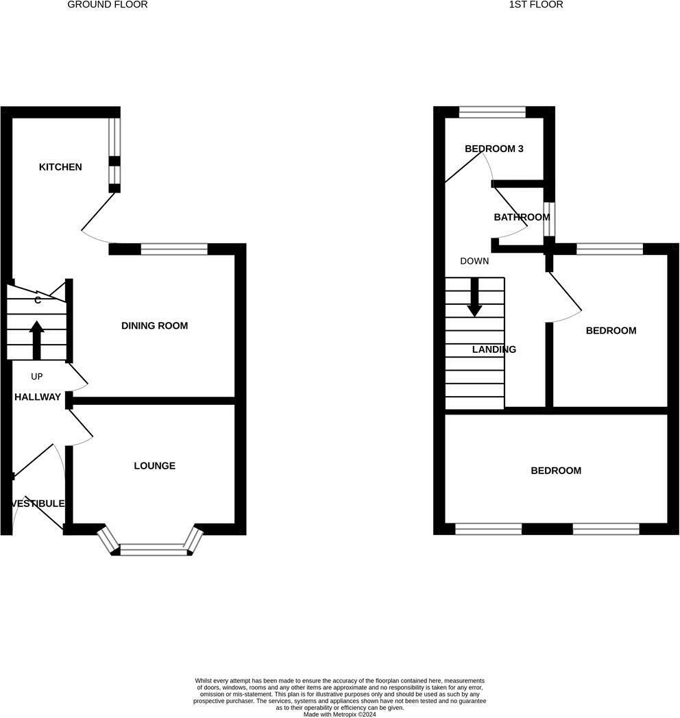 Floorplan of 3 bedroom Mid Terrace House to rent, Haughton Road, Darlington, Durham, DL1