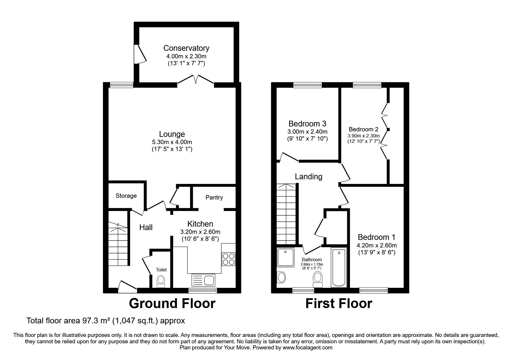 Floorplan of 3 bedroom Mid Terrace House for sale, Mount Pleasant Grove, Stillington, Durham, TS21