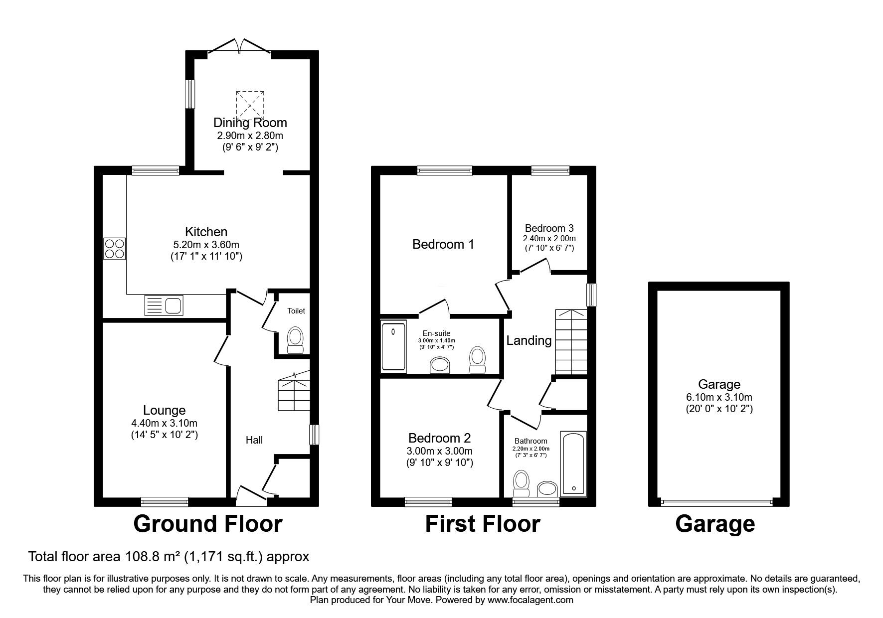 Floorplan of 3 bedroom Detached House for sale, Hallside, Darlington, Durham, DL3