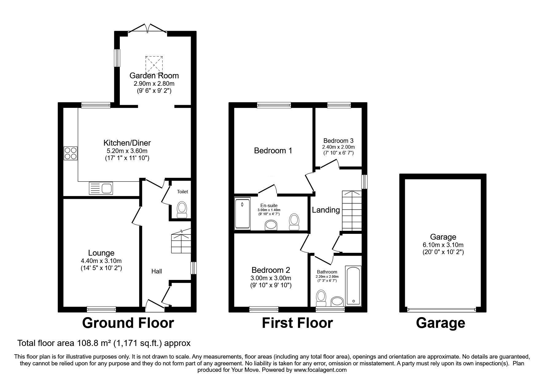 Floorplan of 3 bedroom Detached House for sale, Hallside, Darlington, DL3