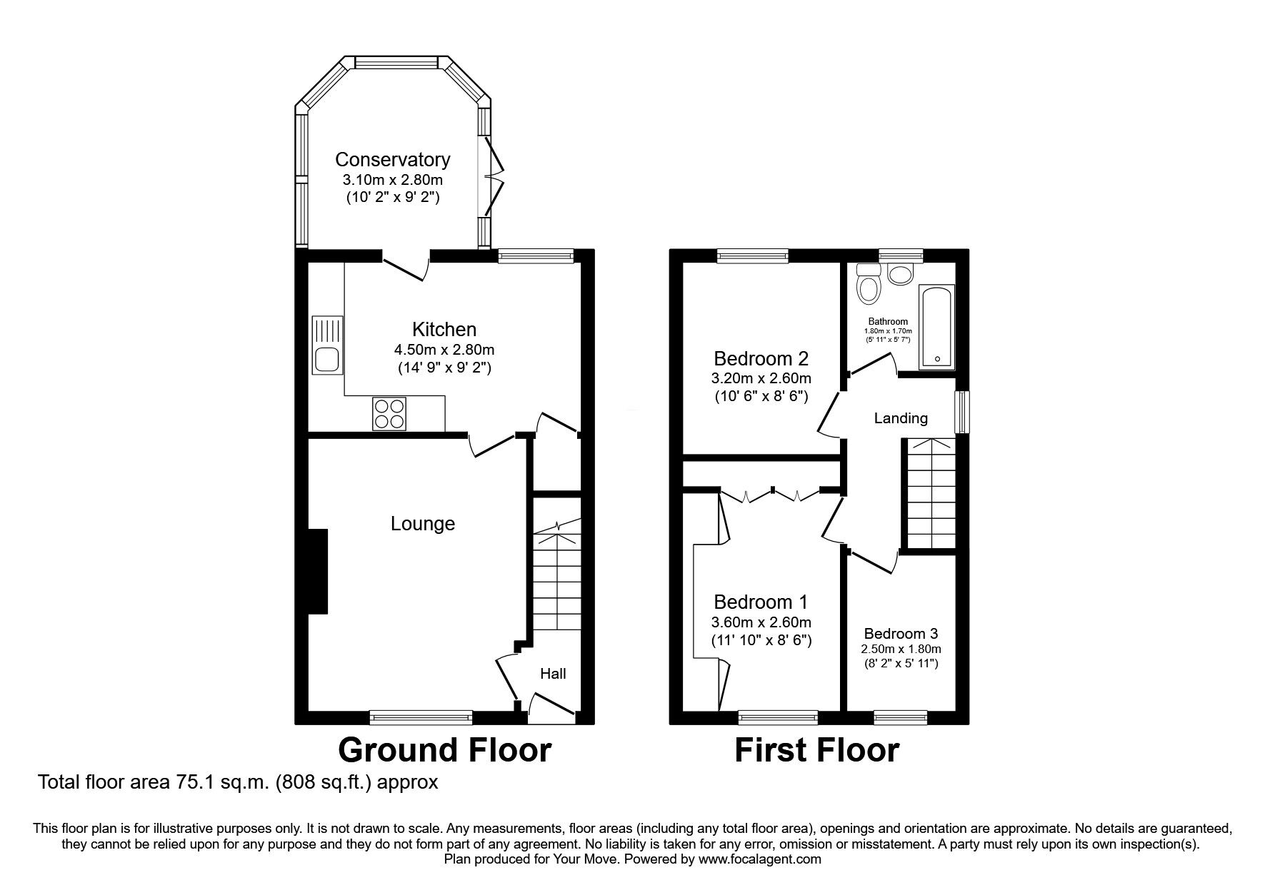 Floorplan of 3 bedroom Detached House for sale, Walton Heath, Darlington, Durham, DL1