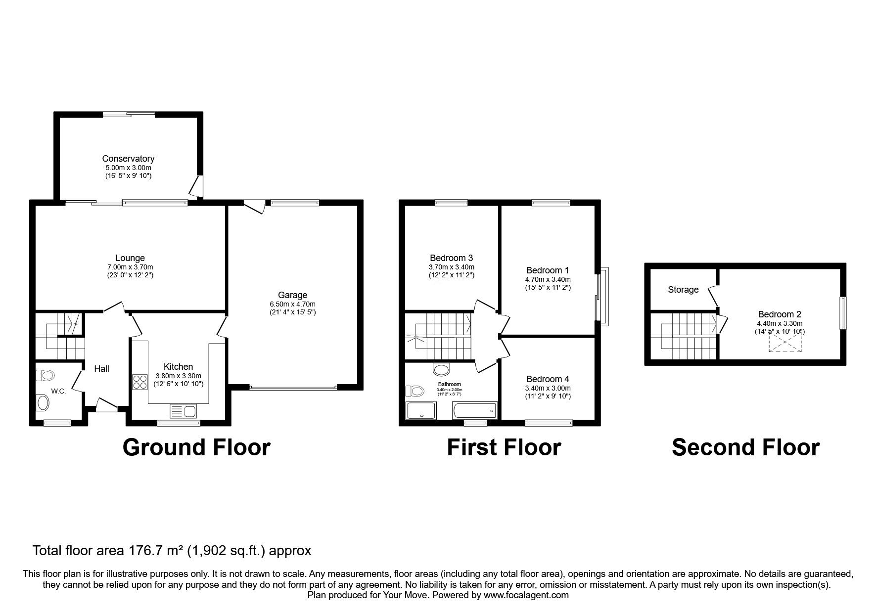 Floorplan of 3 bedroom End Terrace House for sale, Treelands, Darlington, Durham, DL3