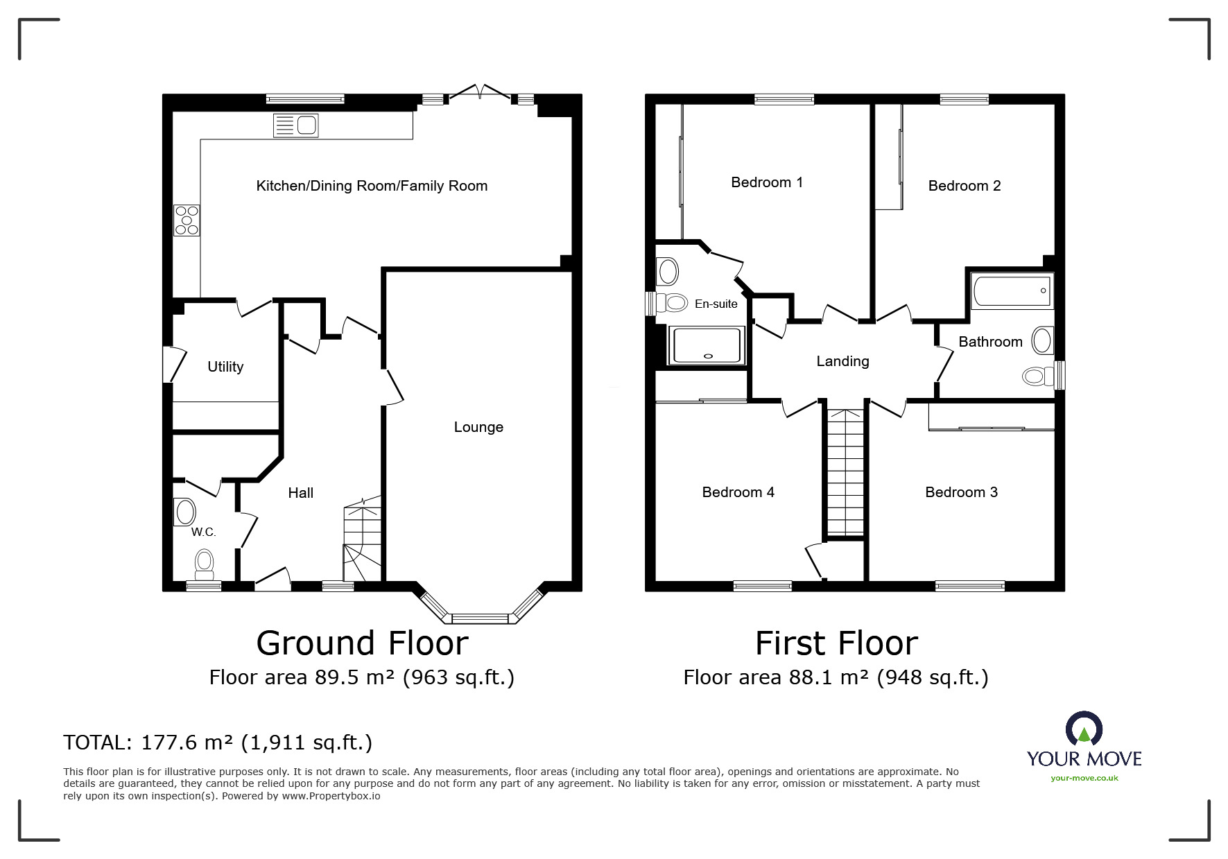 Floorplan of 4 bedroom Detached House to rent, Turners View, Darlington, Durham, DL2