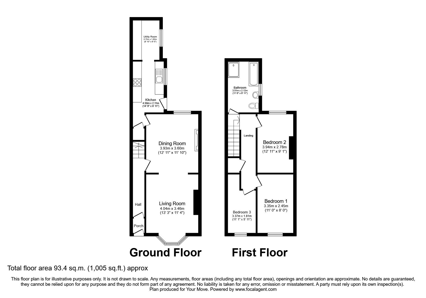 Floorplan of 3 bedroom Mid Terrace House for sale, Surtees Street, Darlington, Durham, DL3