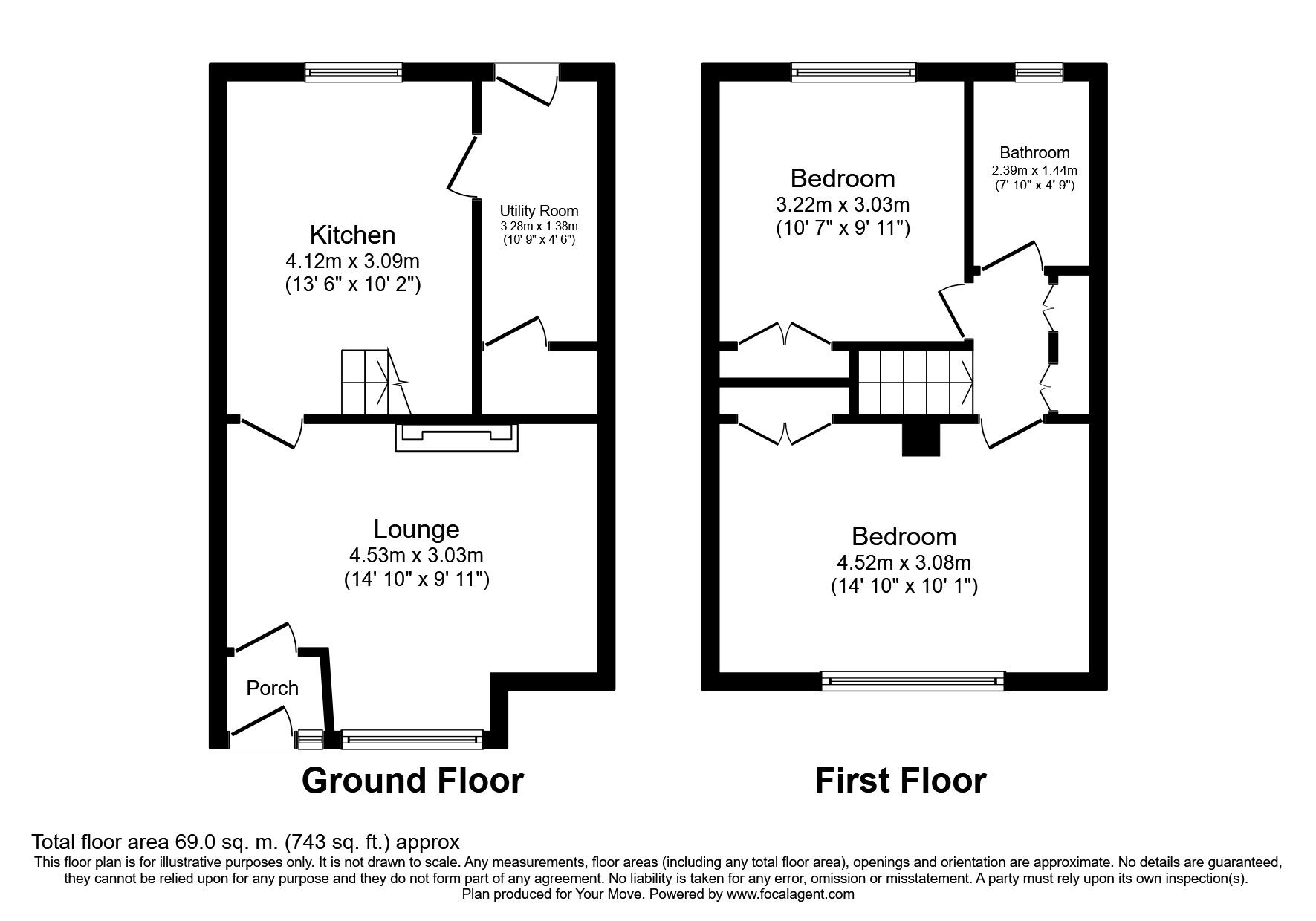 Floorplan of 2 bedroom Mid Terrace House for sale, Morton Walk, Newton Aycliffe, DL5