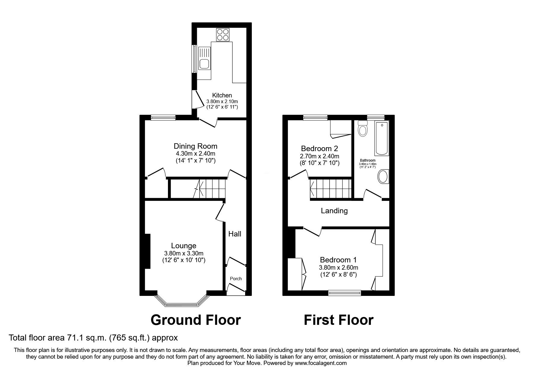 Floorplan of 2 bedroom Mid Terrace House for sale, Thirlmere Road, Darlington, Durham, DL1