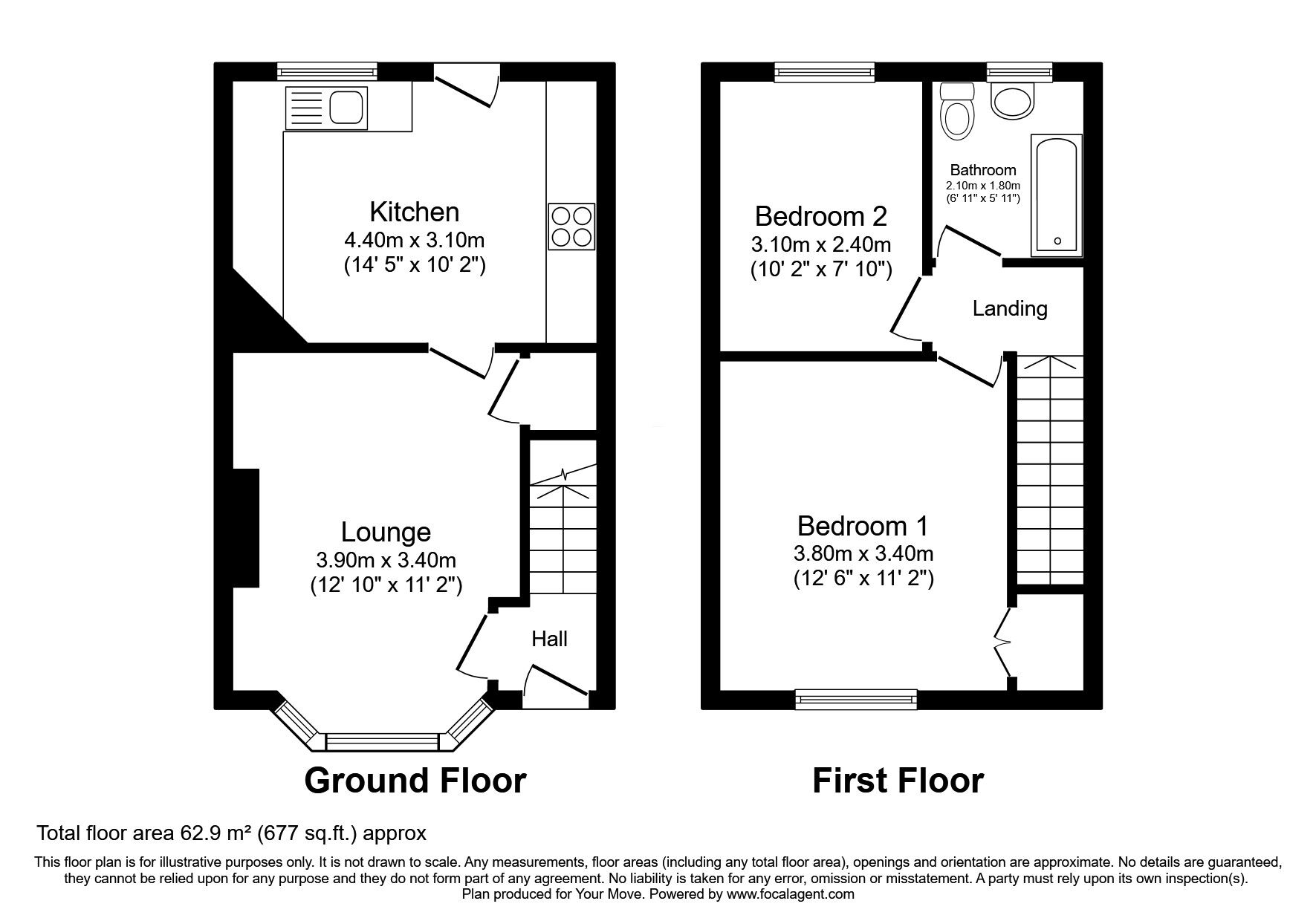 Floorplan of 2 bedroom Mid Terrace House for sale, Lucknow Street, Darlington, Durham, DL1