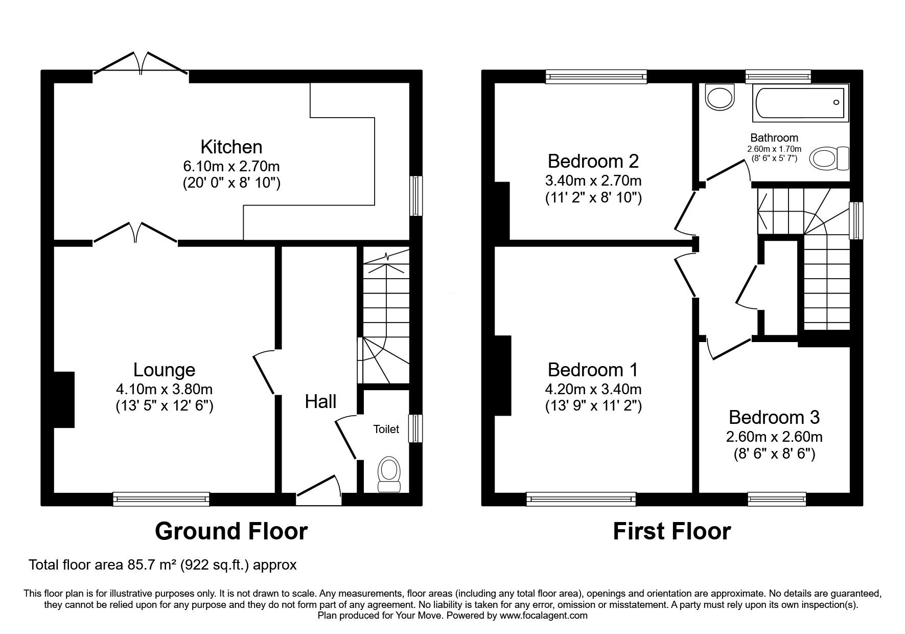 Floorplan of 3 bedroom Semi Detached House for sale, Spring Court, Darlington, DL3