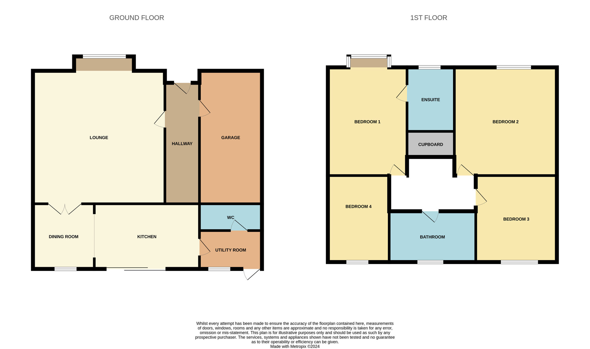 Floorplan of 4 bedroom Detached House for sale, Oak Tree Close, Middleton St. George, Durham, DL2