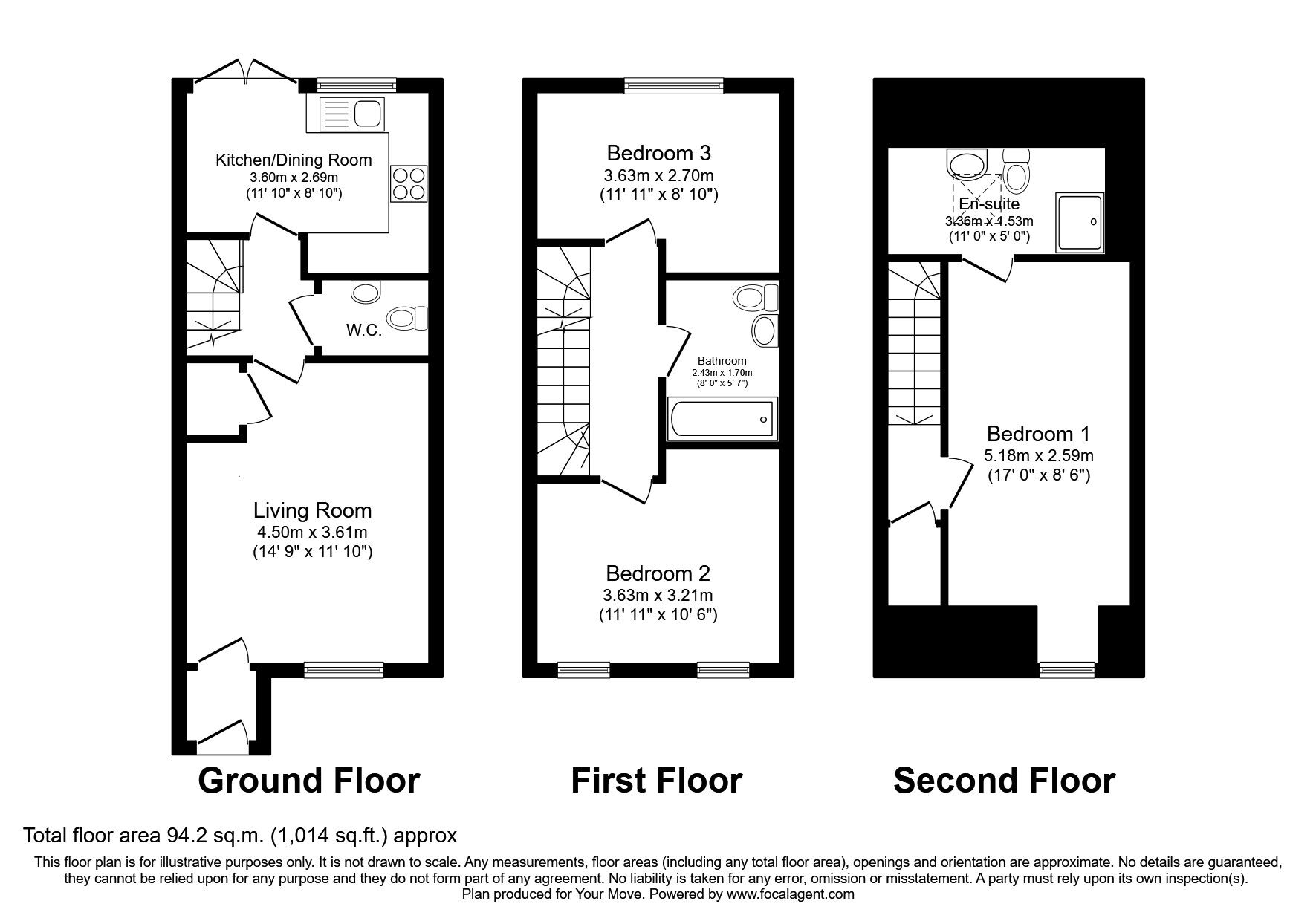 Floorplan of 3 bedroom Mid Terrace House to rent, Greener Drive, Darlington, Durham, DL1