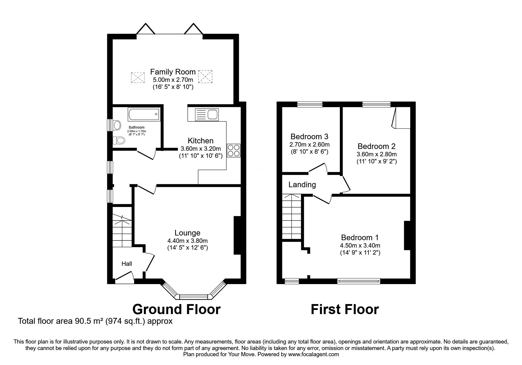 Floorplan of 3 bedroom Semi Detached House for sale, Middleham Road, Darlington, Durham, DL1