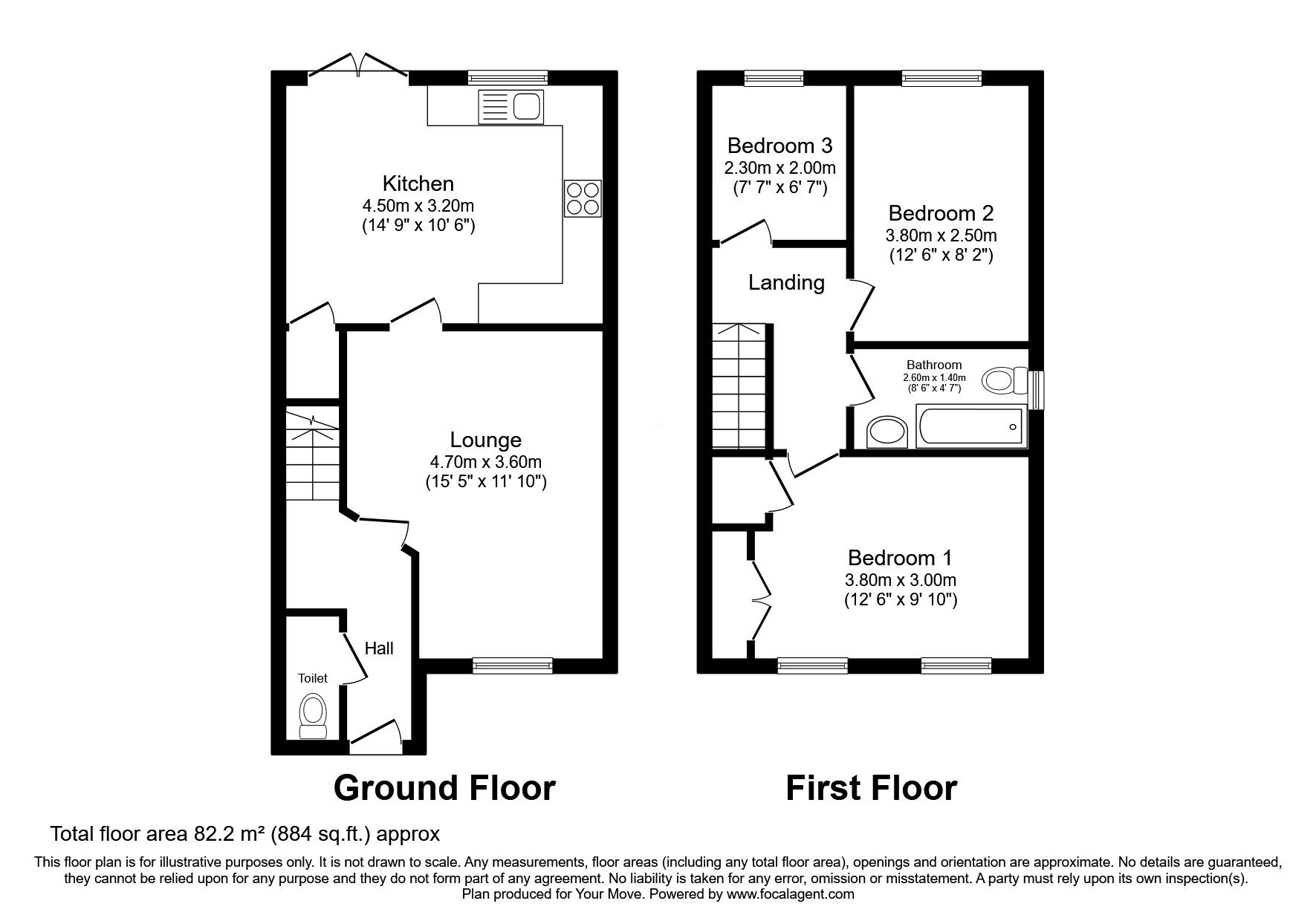 Floorplan of 3 bedroom Semi Detached House for sale, Ullswater Avenue, Darlington, Durham, DL1