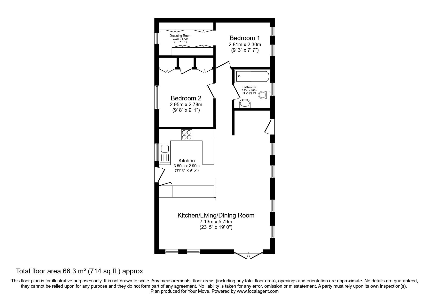 Floorplan of 2 bedroom Detached Bungalow for sale, Walworth Road, Heighington, Darlington, DL2