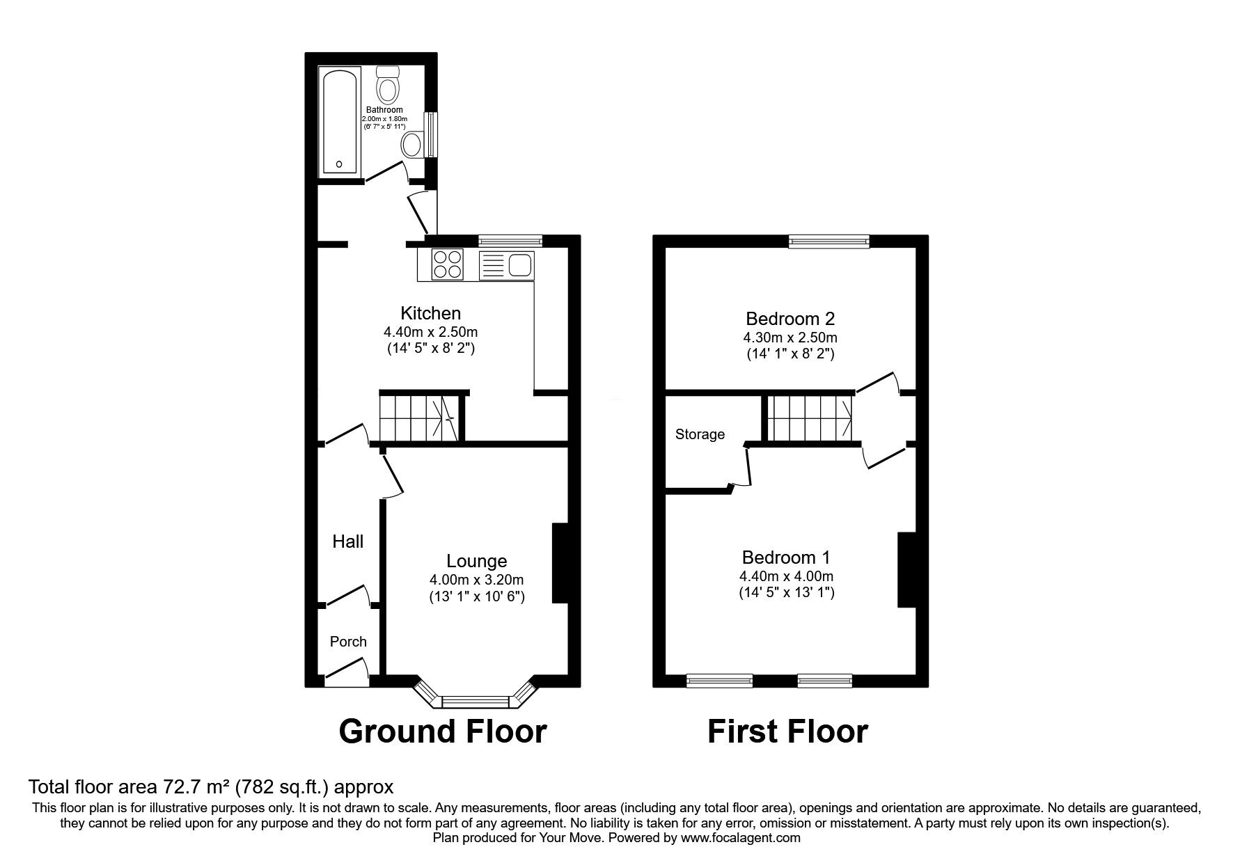 Floorplan of 2 bedroom Mid Terrace House for sale, Belgrave Street, Darlington, DL1