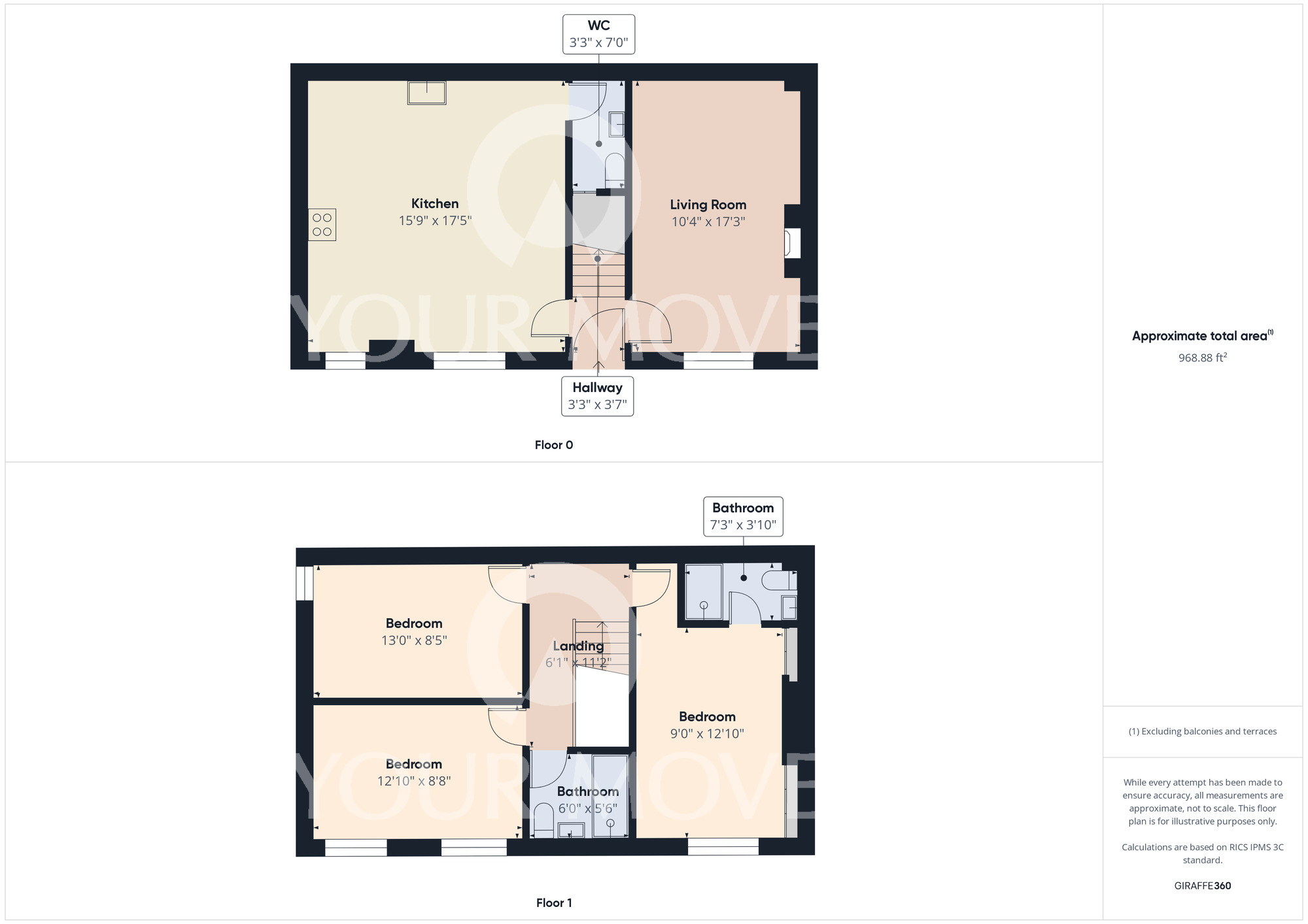 Floorplan of 3 bedroom Semi Detached House for sale, Pleasant View, Sadberge, Darlington, DL2