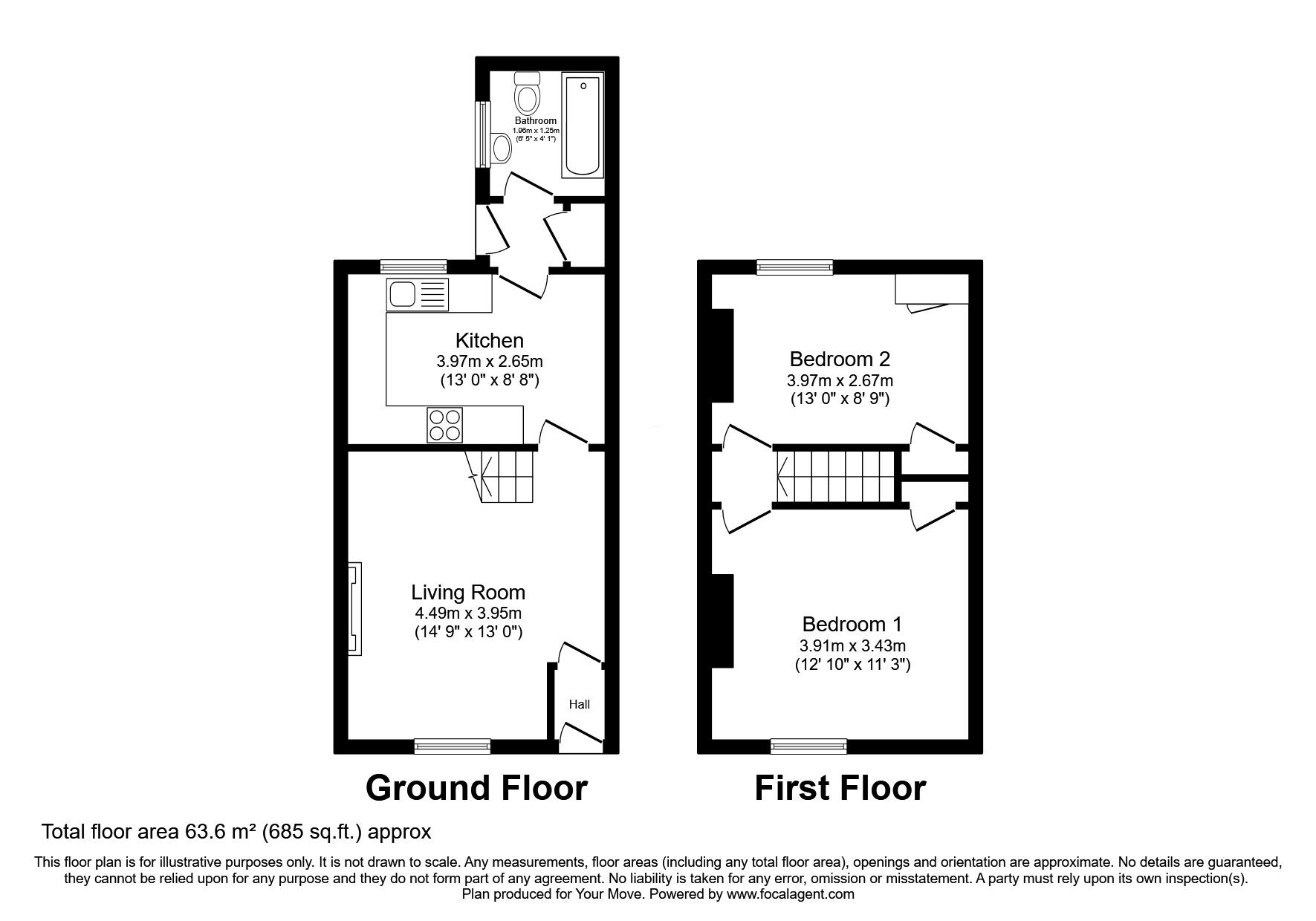 Floorplan of 2 bedroom Mid Terrace House for sale, Brougham Street, Darlington, DL3