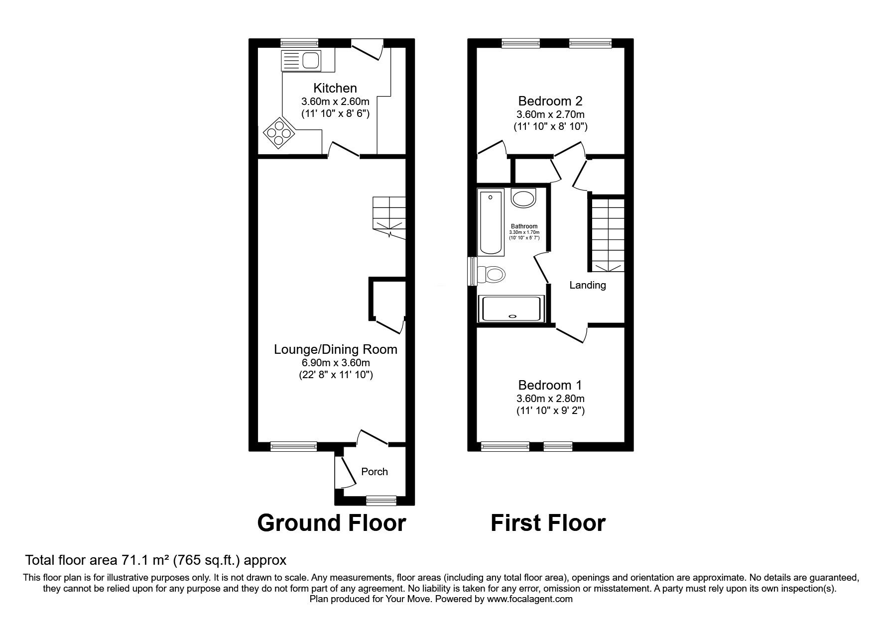 Floorplan of 2 bedroom End Terrace House for sale, Eastbourne Road, Darlington, Durham, DL1