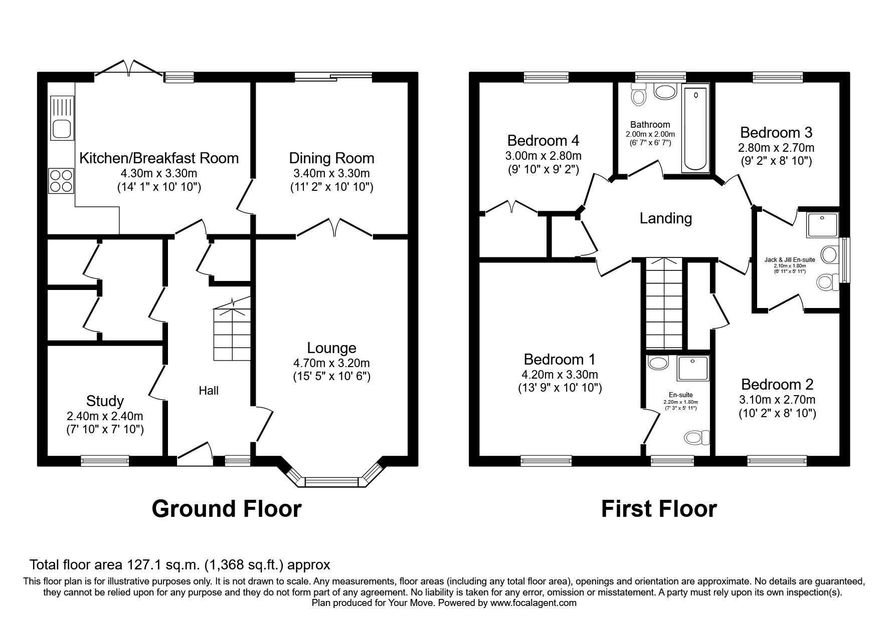 Floorplan of 4 bedroom Detached House to rent, Woolsington Drive, Middleton St. George, Durham, DL2