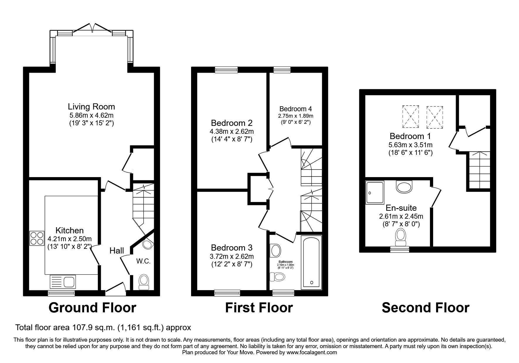 Floorplan of 4 bedroom Semi Detached House for sale, Hillson Walk, Stockton-on-Tees, Durham, TS20