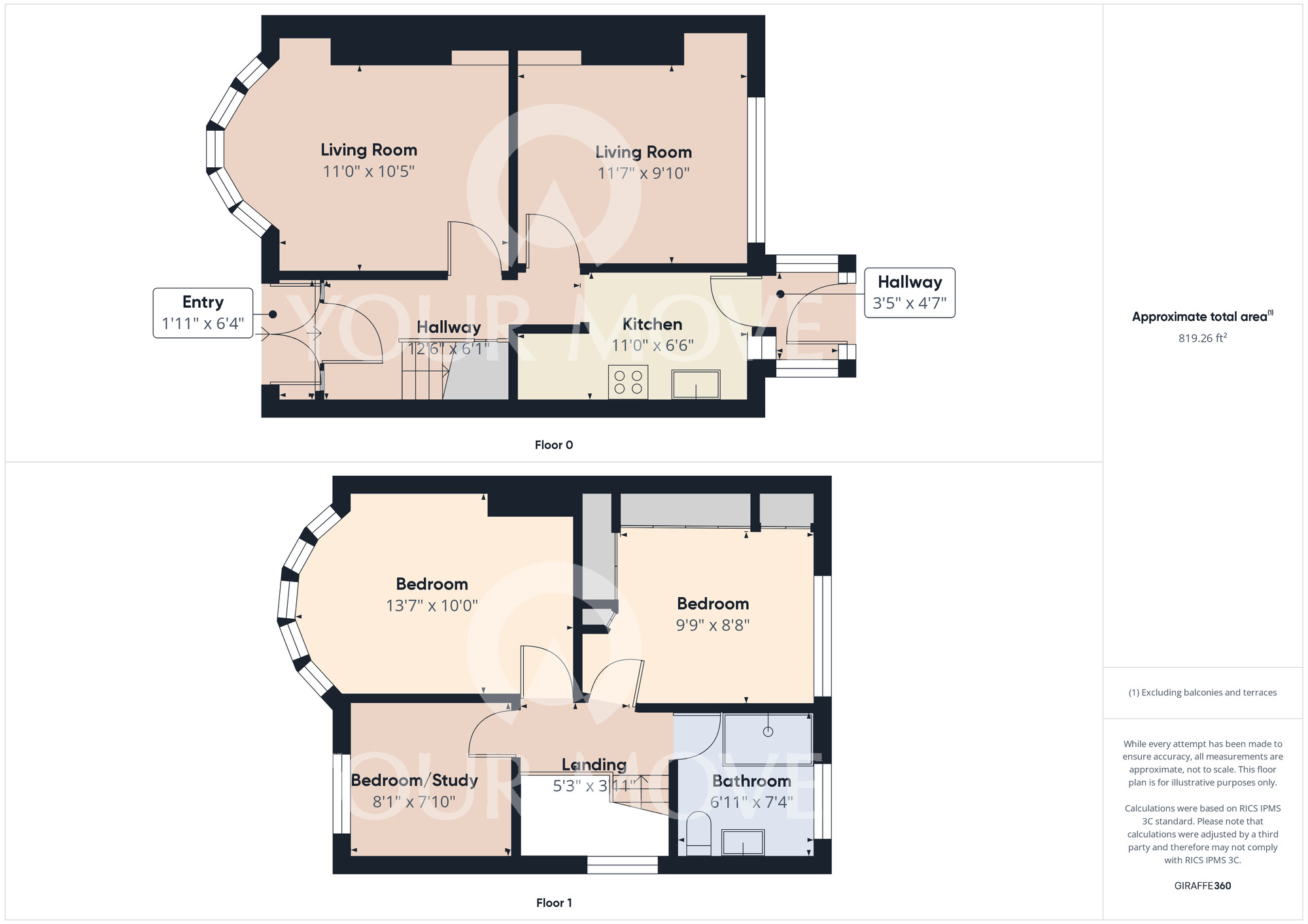 Floorplan of 3 bedroom Semi Detached House for sale, Clifton Road, Darlington, Durham, DL1