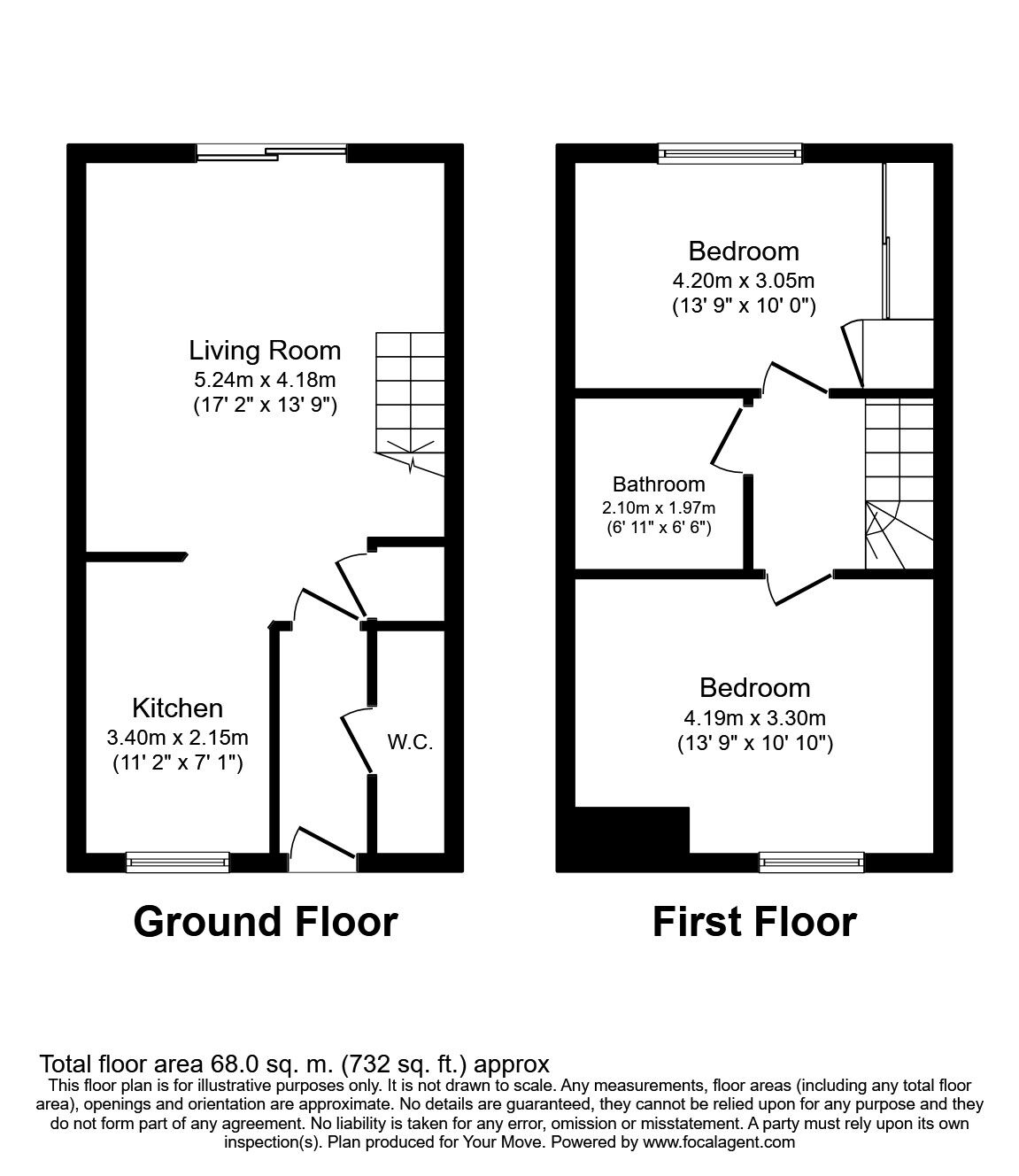 Floorplan of 2 bedroom Mid Terrace House for sale, John Fowler Way, Darlington, Durham, DL2