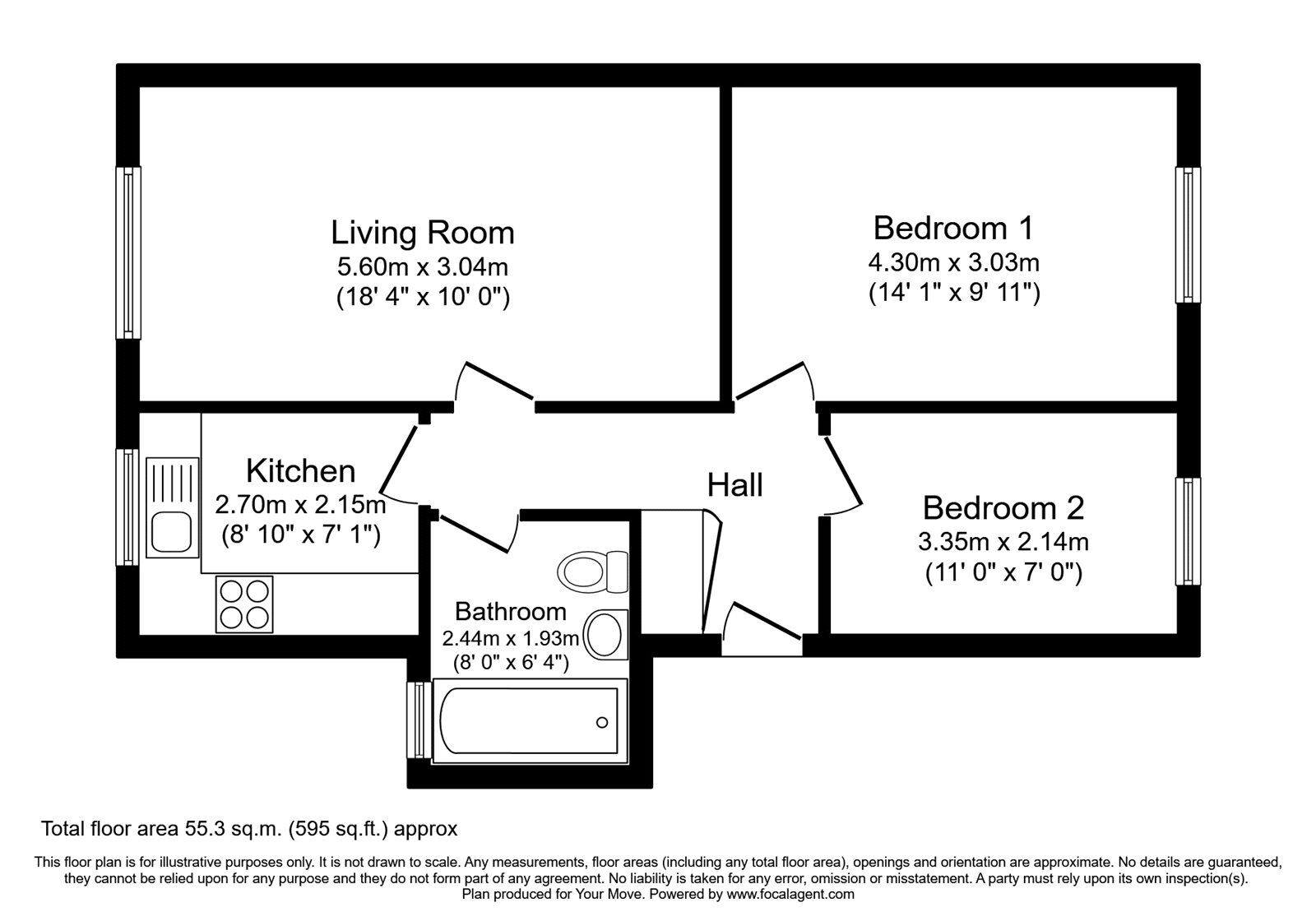 Floorplan of 2 bedroom  Flat to rent, Redmire Close, Darlington, Durham, DL1