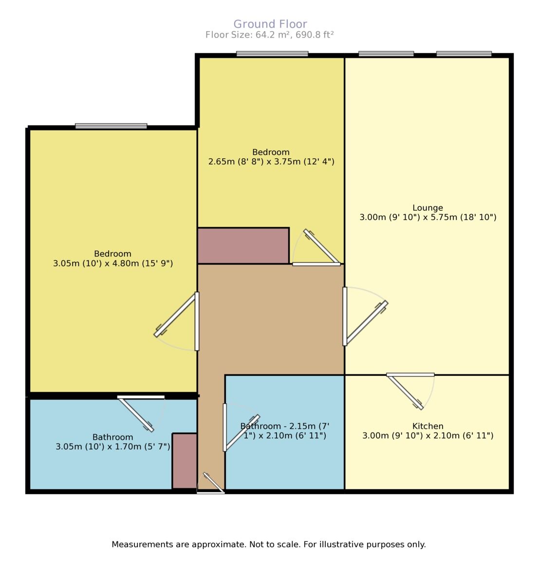 Floorplan of 2 bedroom  Flat to rent, The Queens, Ranelagh Road, Deal, Kent, CT14