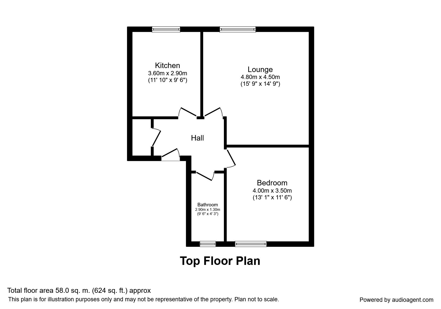 Floorplan of 1 bedroom  Flat to rent, Walmer Castle Road, Walmer, Kent, CT14