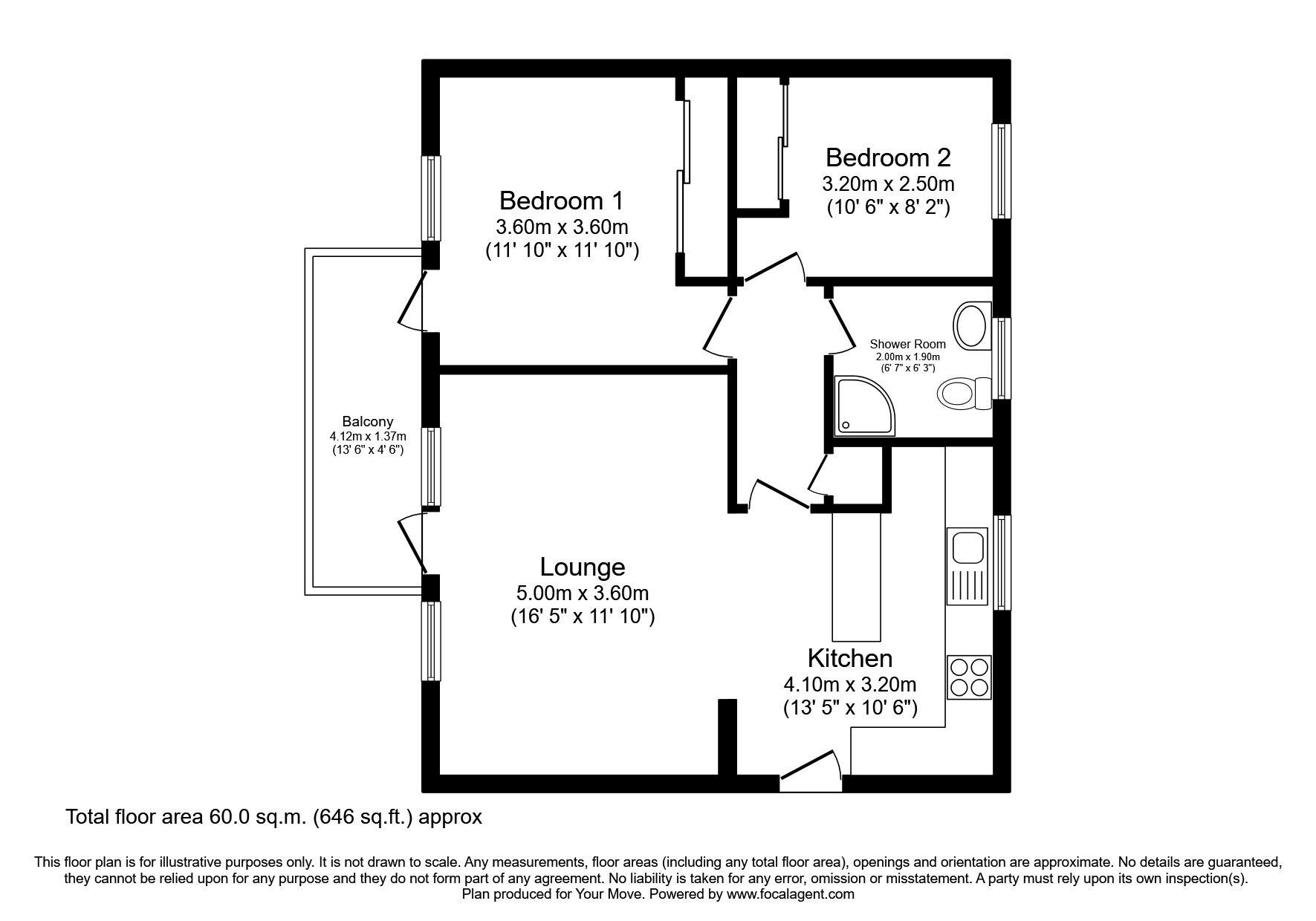 Floorplan of 2 bedroom  Flat to rent, Lord Warden Avenue, Walmer, Kent, CT14