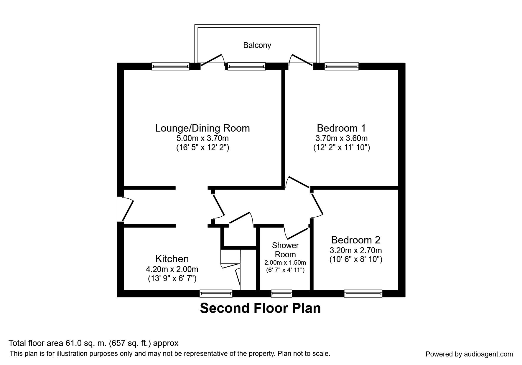 Floorplan of 2 bedroom  Flat to rent, Lord Warden Avenue, Walmer, Kent, CT14