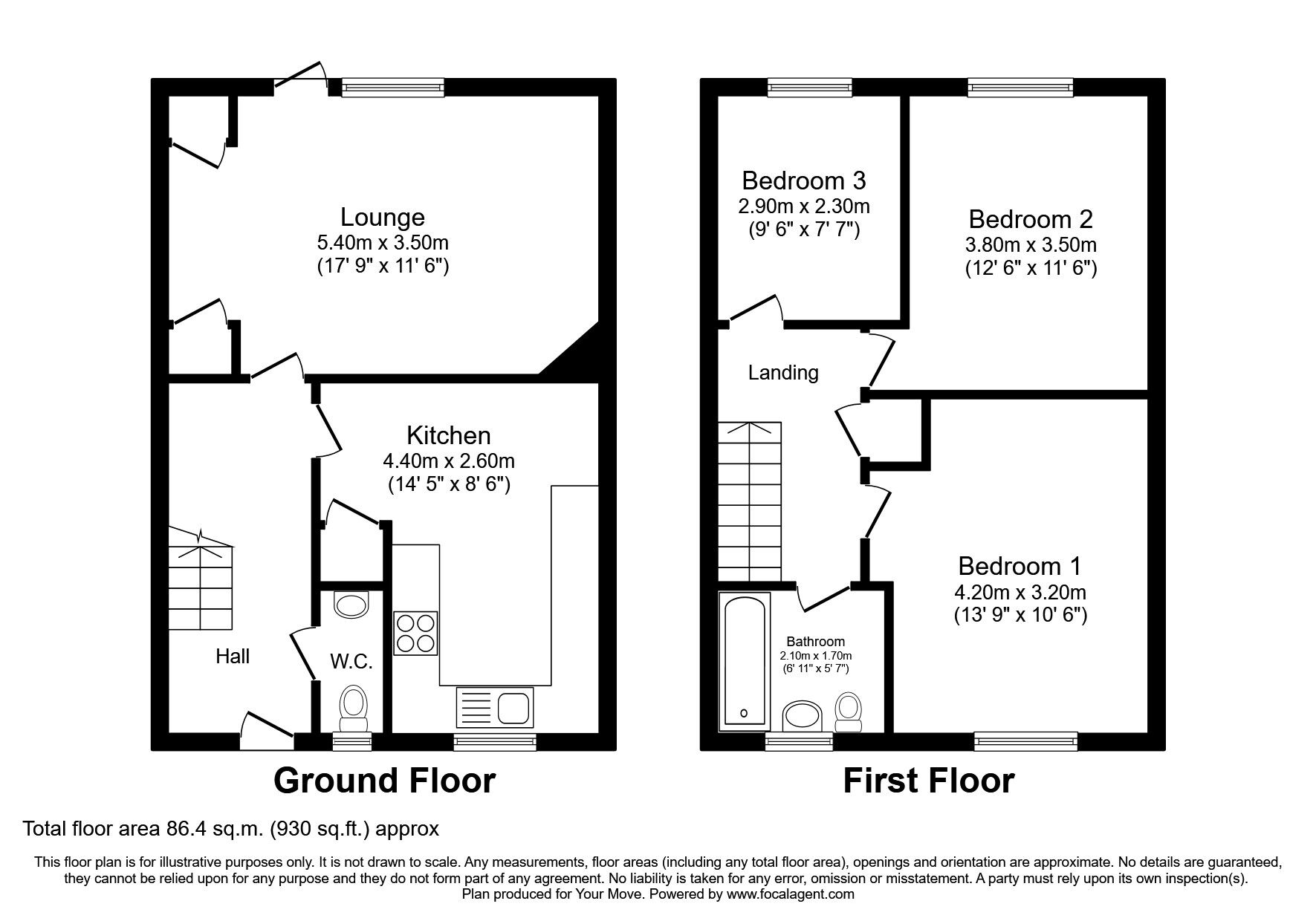 Floorplan of 3 bedroom Mid Terrace House to rent, Trinity Place, Deal, Kent, CT14