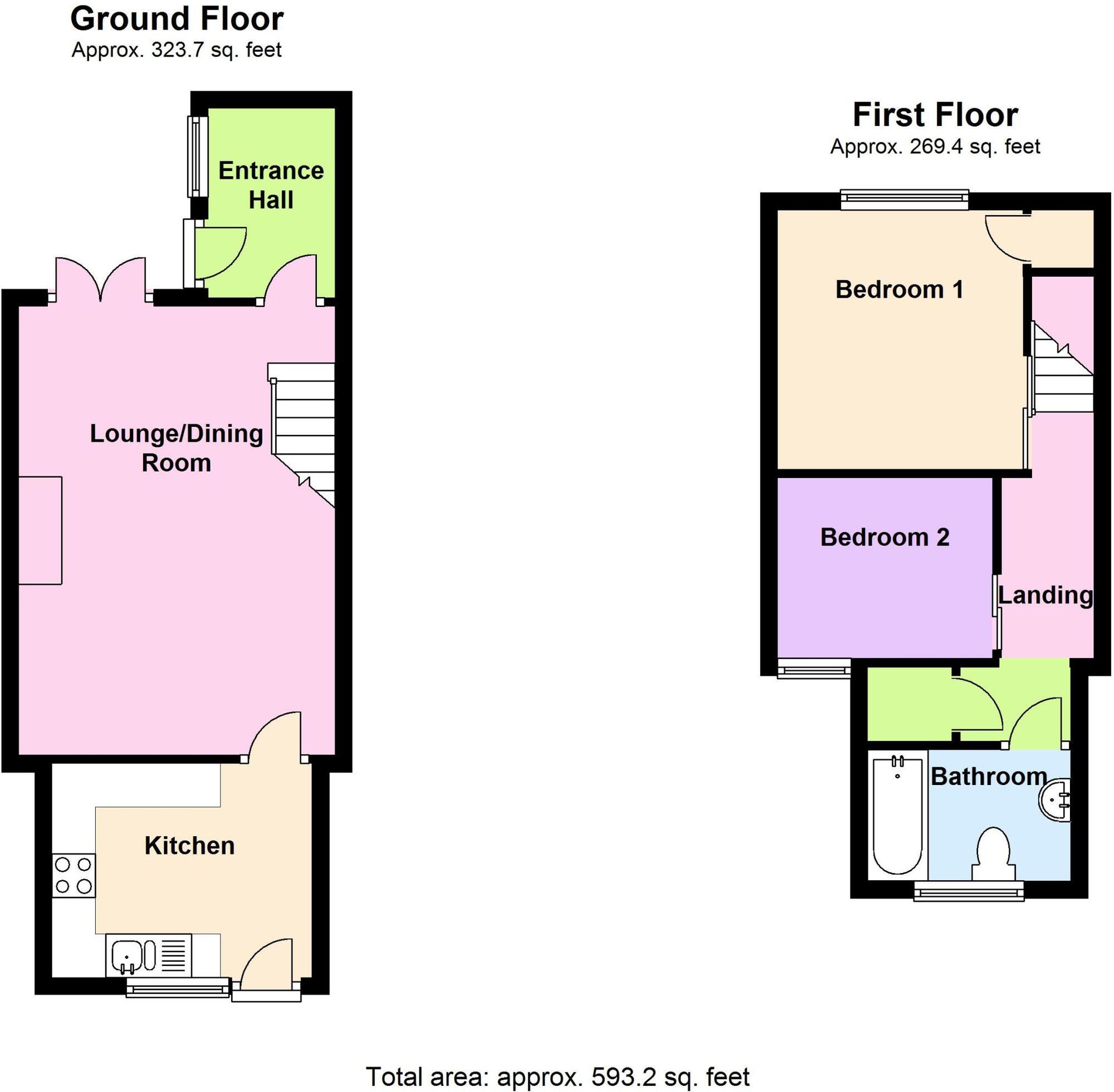 Floorplan of 2 bedroom Mid Terrace House for sale, The Avenue, St. Margarets-at-Cliffe, Kent, CT15