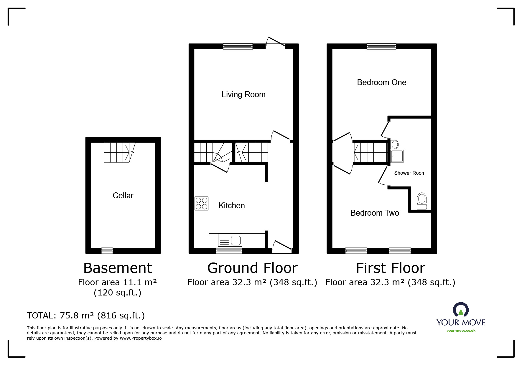 Floorplan of 2 bedroom Mid Terrace House for sale, Mayers Road, Walmer, Kent, CT14