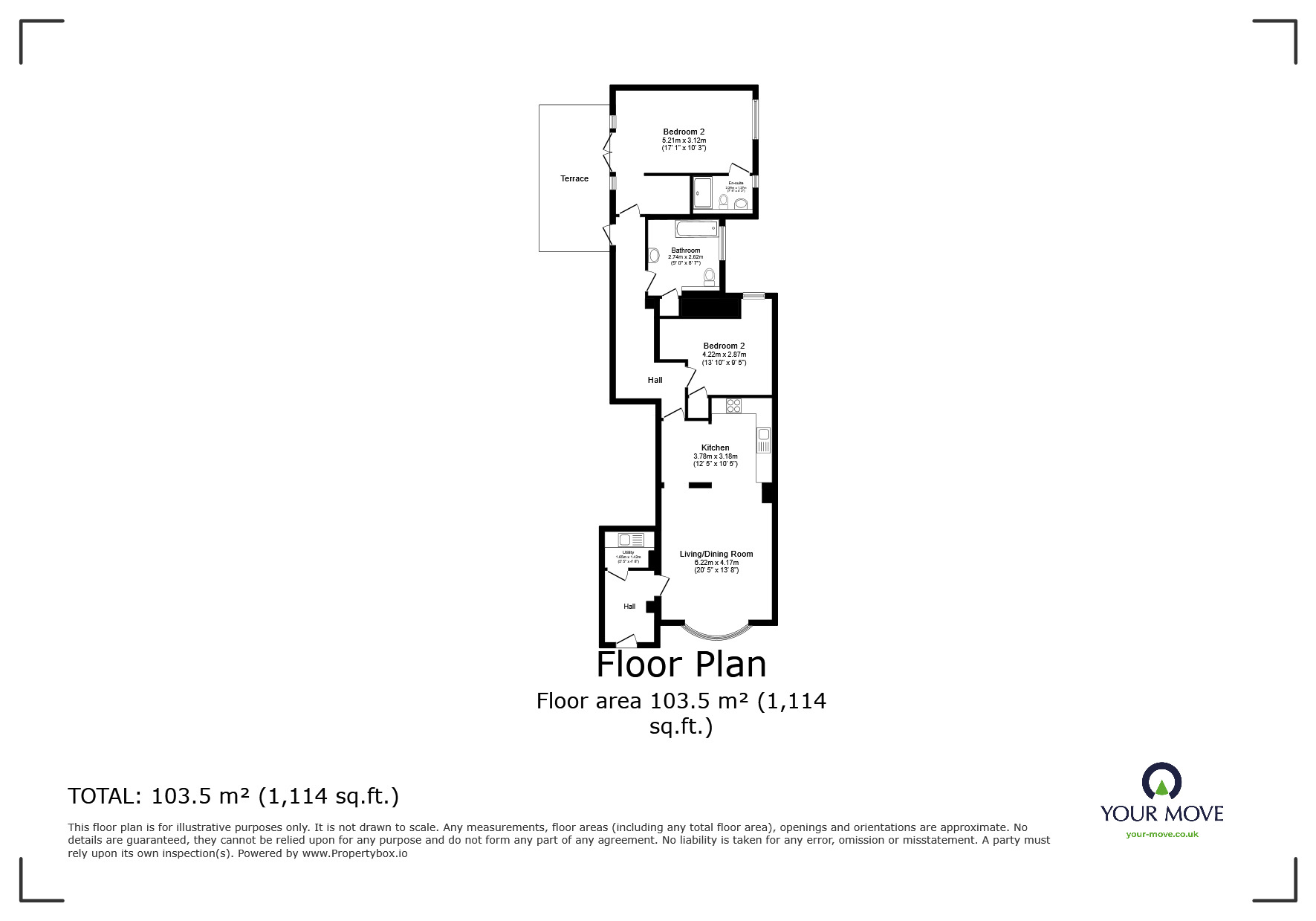 Floorplan of 2 bedroom  Flat for sale, The Marina, Deal, Kent, CT14