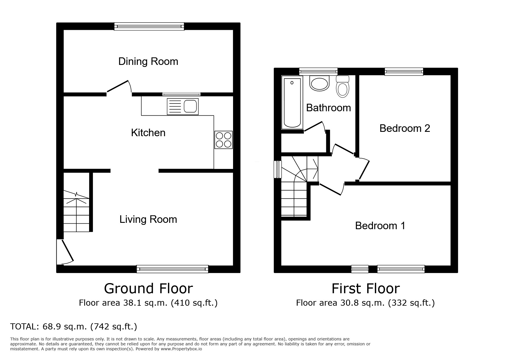 Floorplan of 2 bedroom Semi Detached House for sale, Davis Avenue, Deal, Kent, CT14