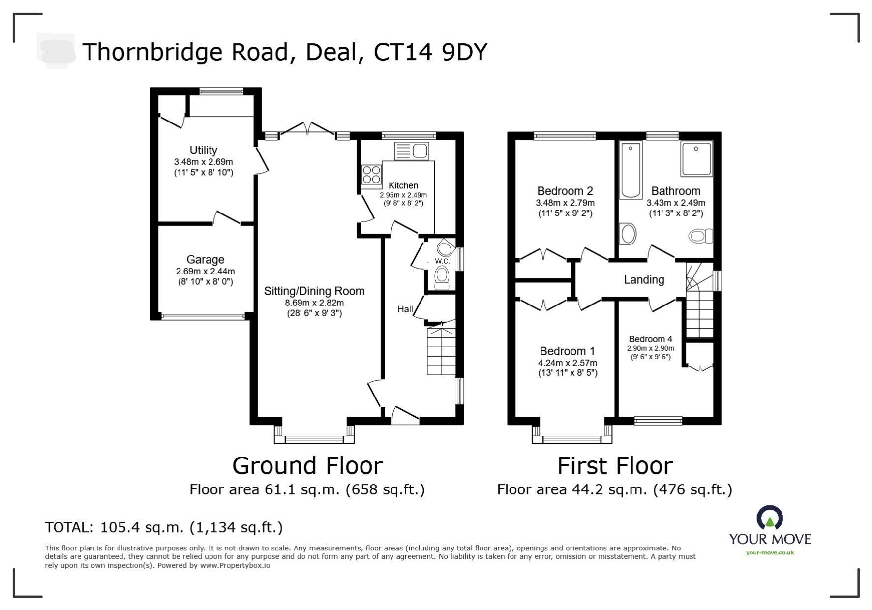 Floorplan of 3 bedroom Link Detached House for sale, Thornbridge Road, Deal, Kent, CT14