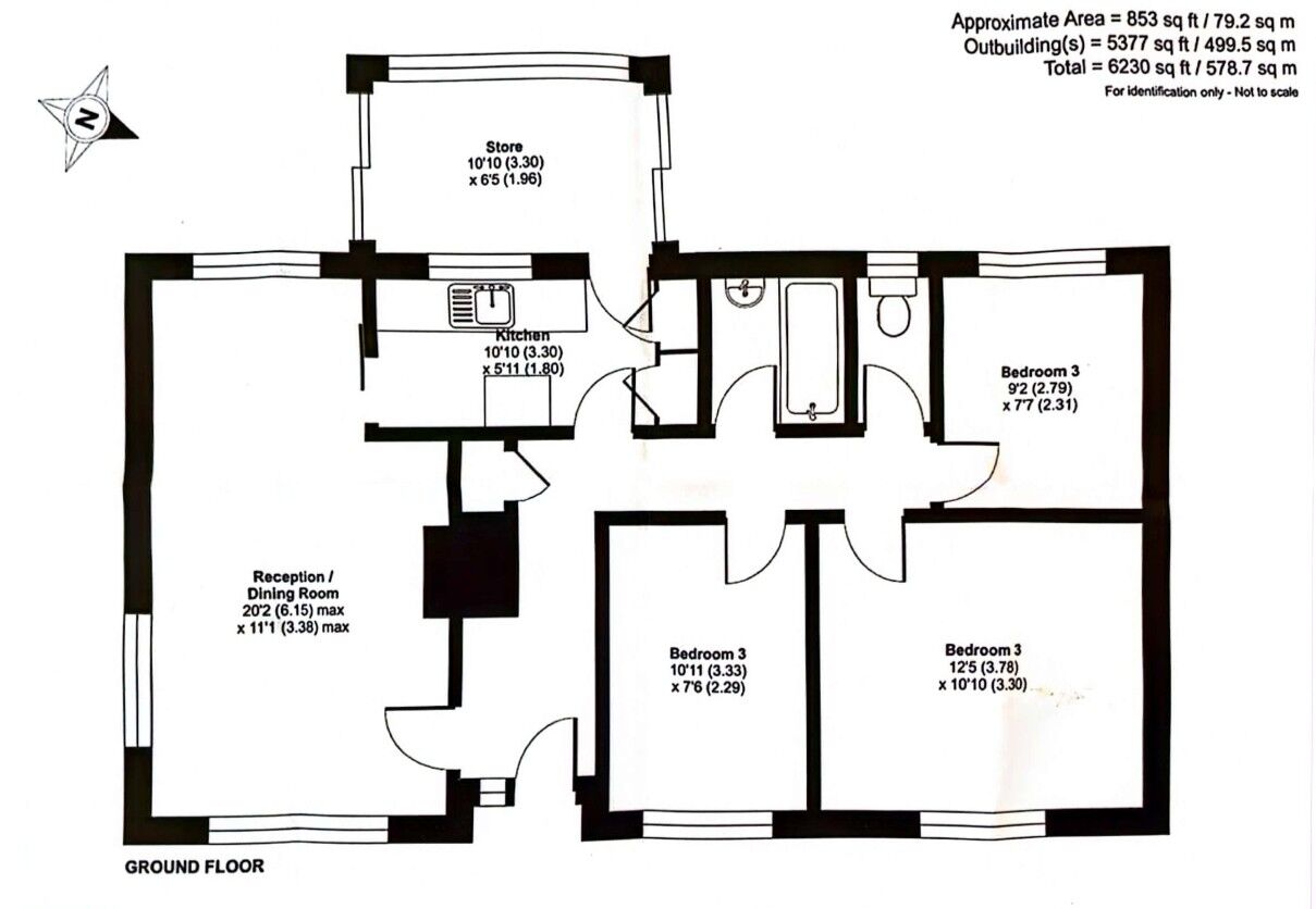 Floorplan of 3 bedroom Detached Bungalow to rent, The Street, Finglesham, Kent, CT14