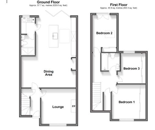 Floorplan of 3 bedroom End Terrace House for sale, Mill Road, Deal, Kent, CT14