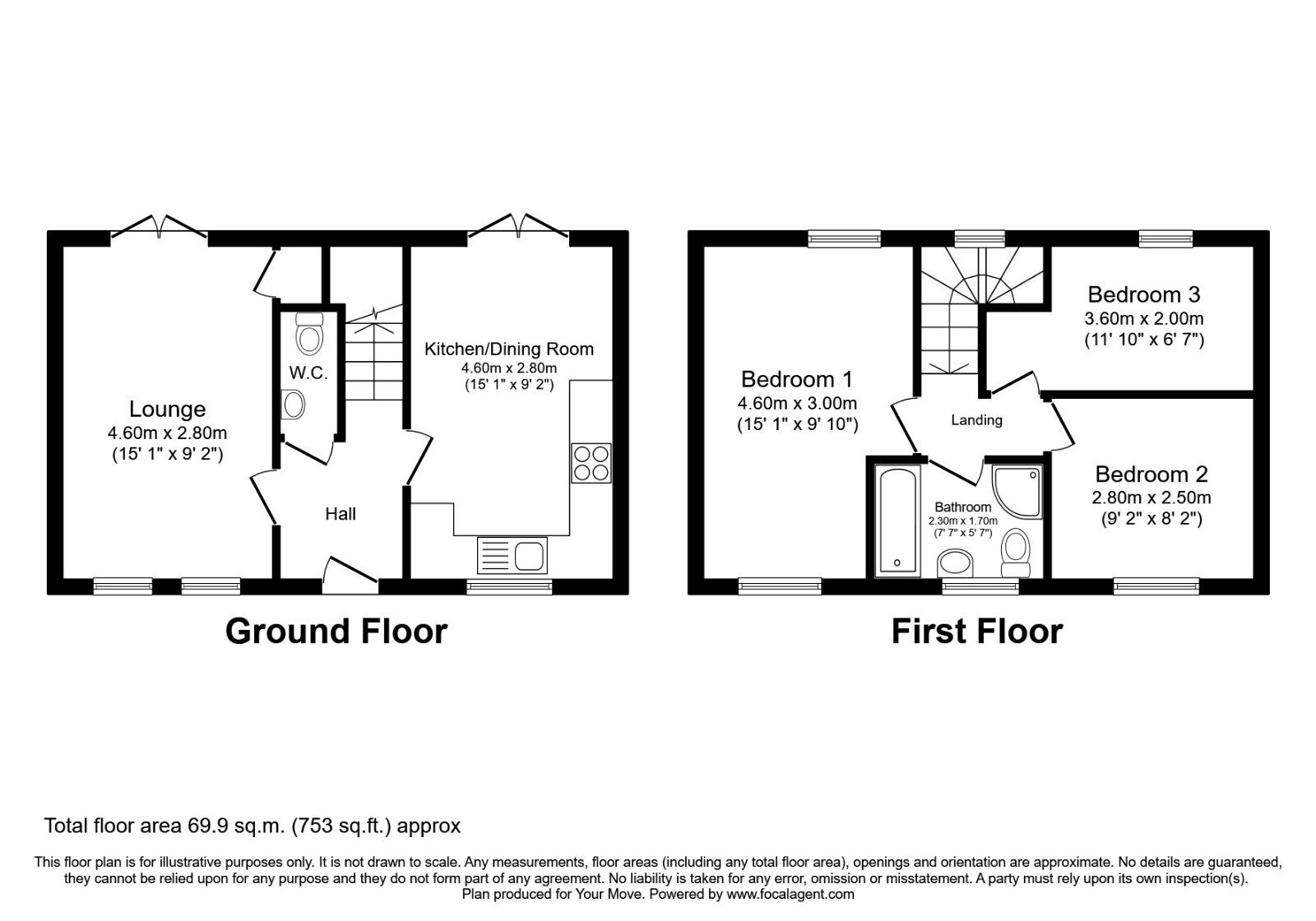 Floorplan of 3 bedroom Detached House for sale, Station Drive, Walmer, Kent, CT14