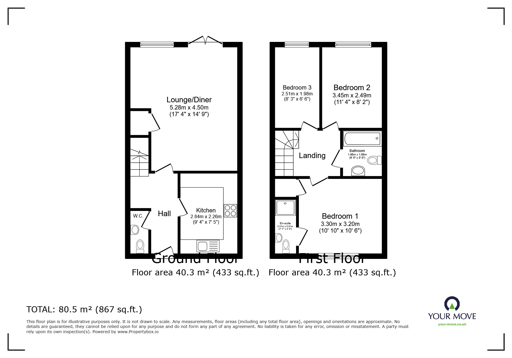 Floorplan of 3 bedroom End Terrace House to rent, Mill Road, Deal, Kent, CT14