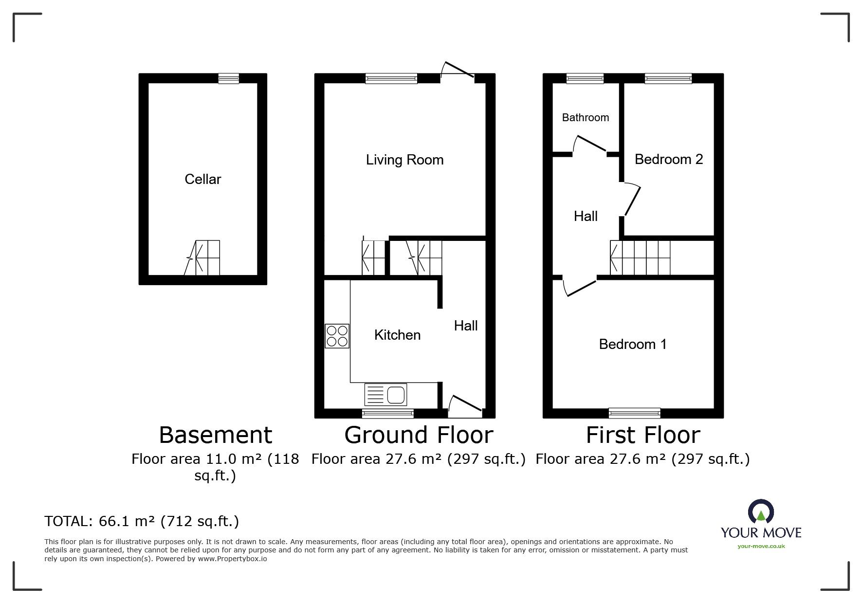 Floorplan of 2 bedroom Mid Terrace House for sale, Mayers Road, Walmer, Kent, CT14