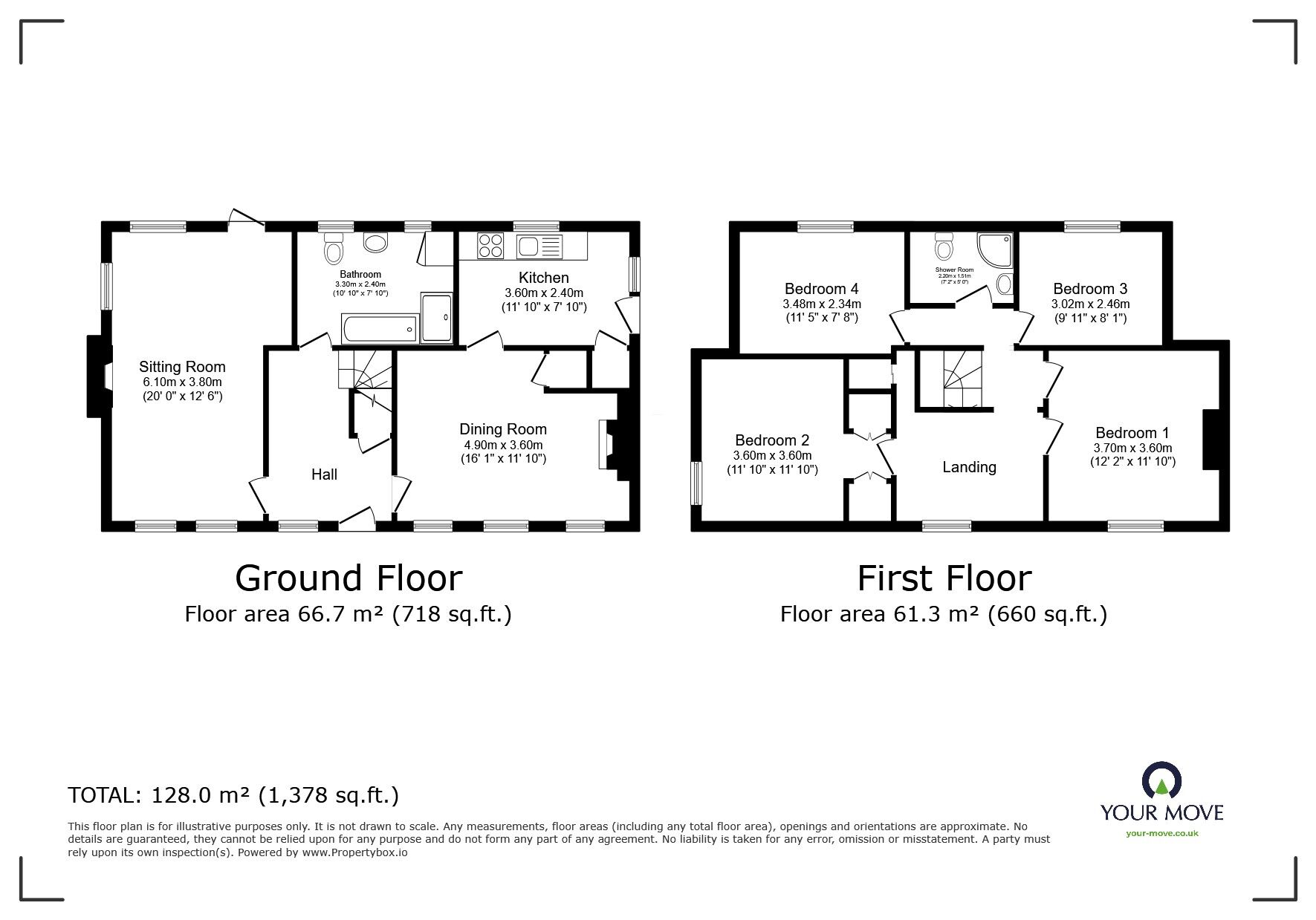 Floorplan of 4 bedroom Detached House for sale, Dover Road, Guston, Kent, CT15