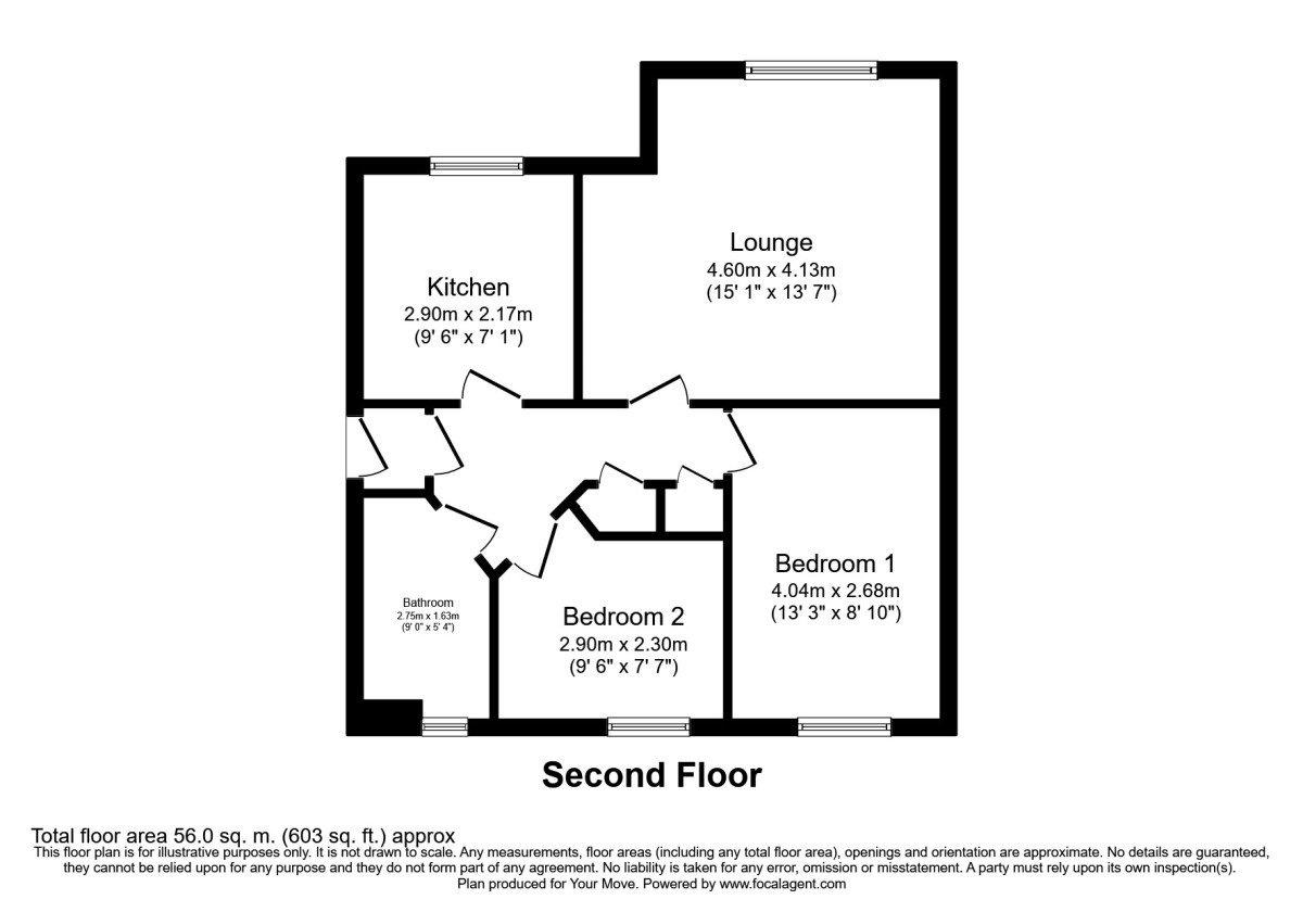 Floorplan of 2 bedroom  Flat to rent, Wakelam Drive, Armthorpe, South Yorkshire, DN3