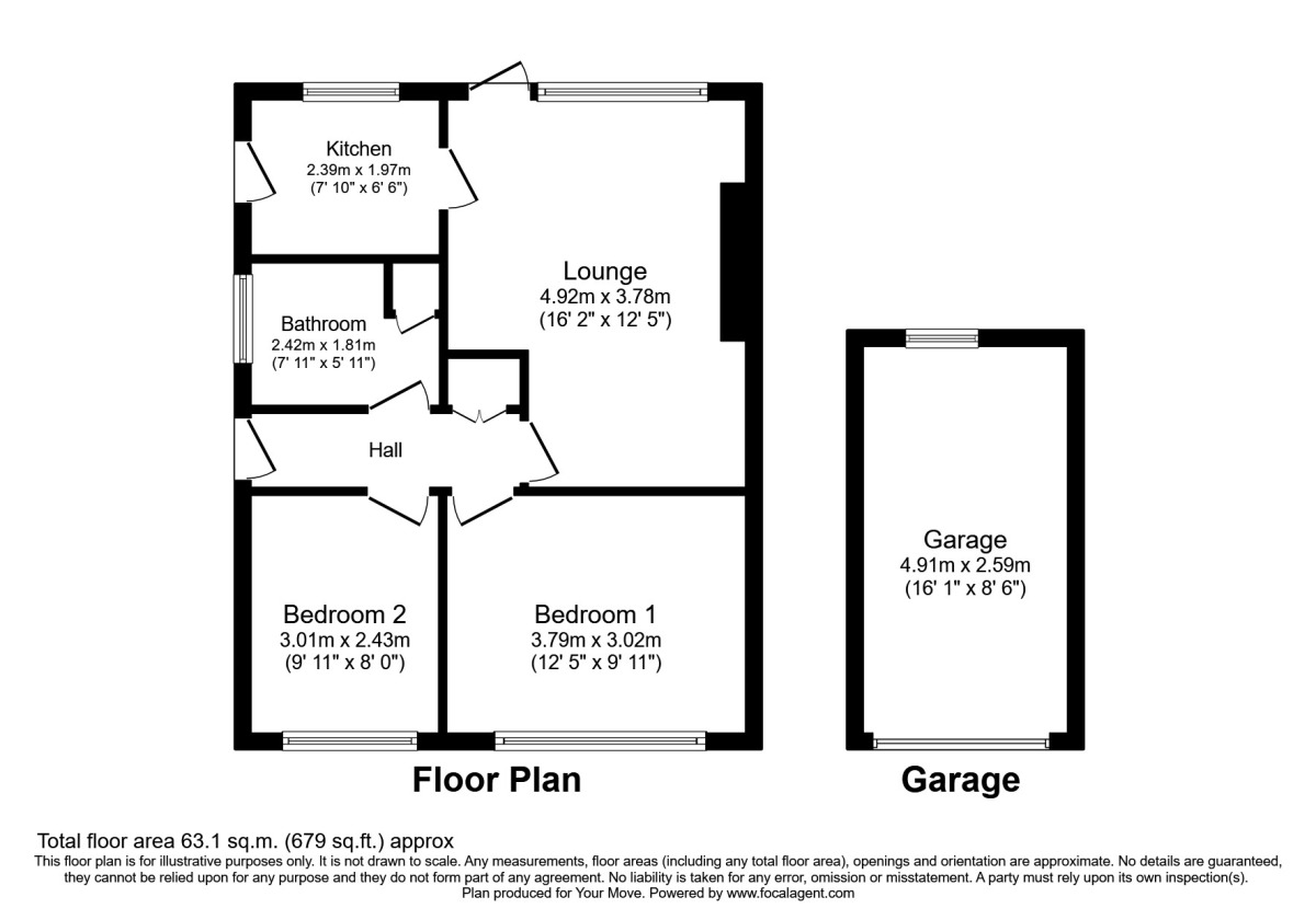 Floorplan of 2 bedroom Semi Detached Bungalow to rent, Bosworth Close, Hatfield, South Yorkshire, DN7