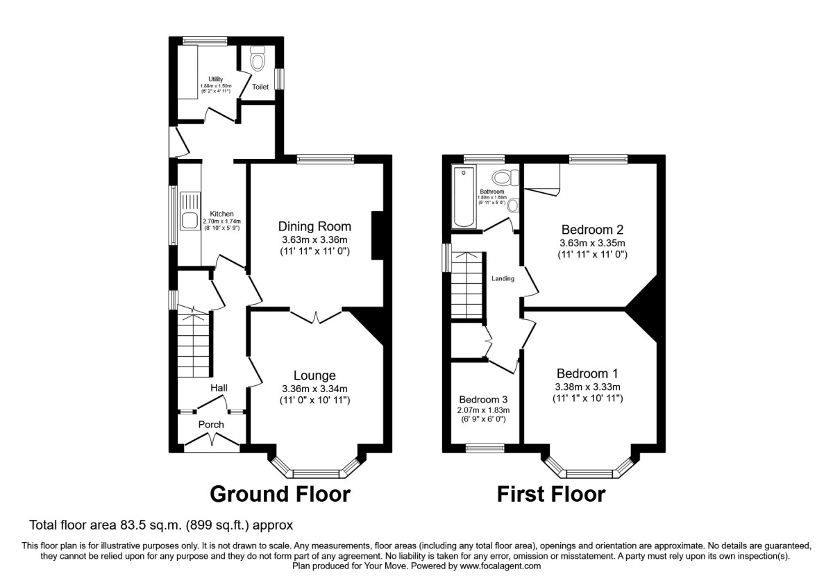 Floorplan of 3 bedroom Semi Detached House to rent, Haigh Road, Doncaster, South Yorkshire, DN4