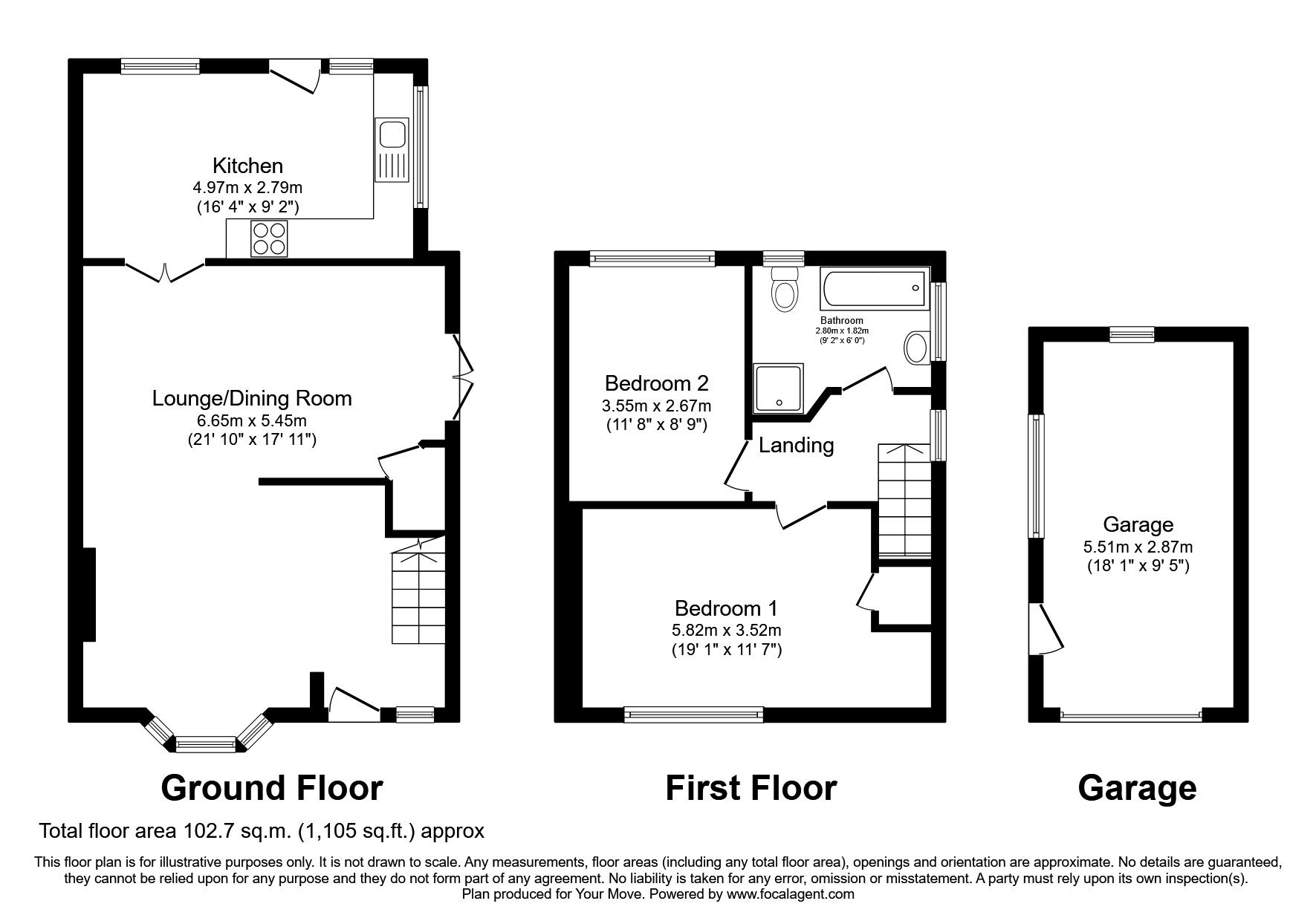 Floorplan of 2 bedroom End Terrace House for sale, Glenfield Avenue, Hexthorpe, Doncaster, DN4